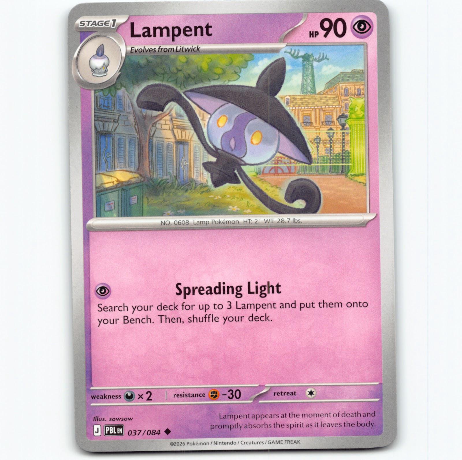 Pokémon Lampent PBL EN 037/094 Pokemon Kort Pitch Black Mega Evolution