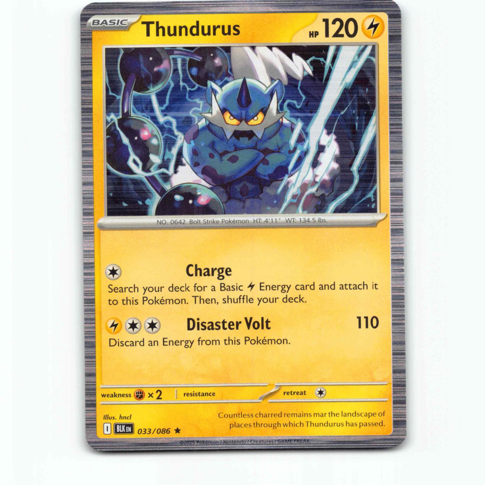 Thundurus 033/086 Pokémon Holo BLK EN Black Bolt Pokemon Kort Scarlet & Violet