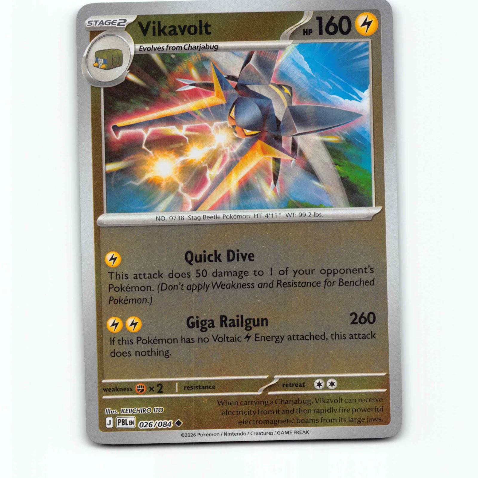 Vikavolt 026/084 Pokémon Reverse Holo PBL EN Pitch Black Pokemon Kort Mega Evolu