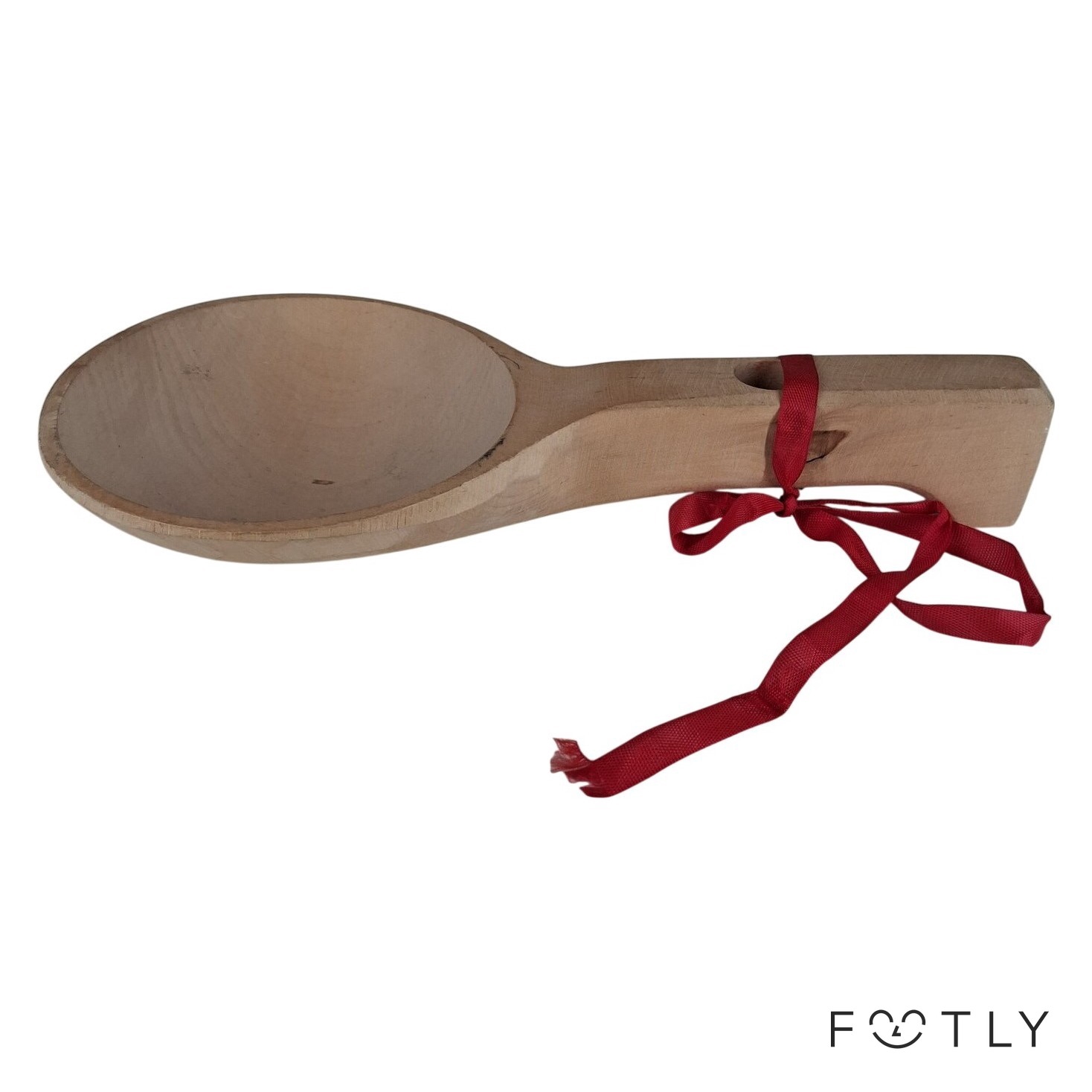 Ljusstake i form av Träslev Handgjord Röd Rosett Trä Sleva Vintage Allmoge