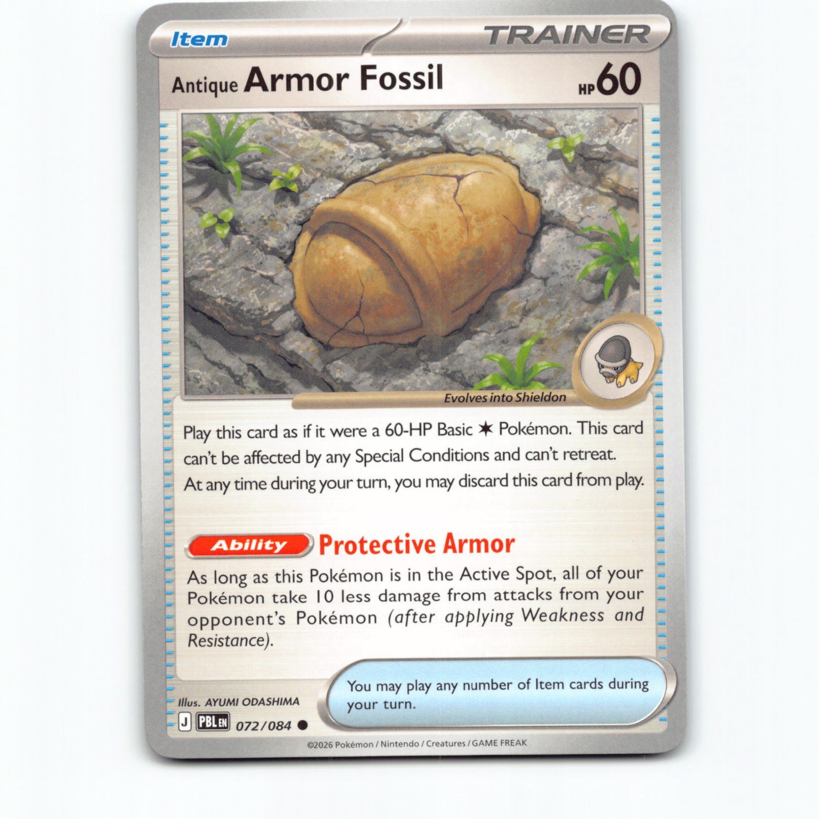 Antique Armor Fossil 072/084 Pokémon PBL EN Pitch Black Pokemon Kort Mega Evolut
