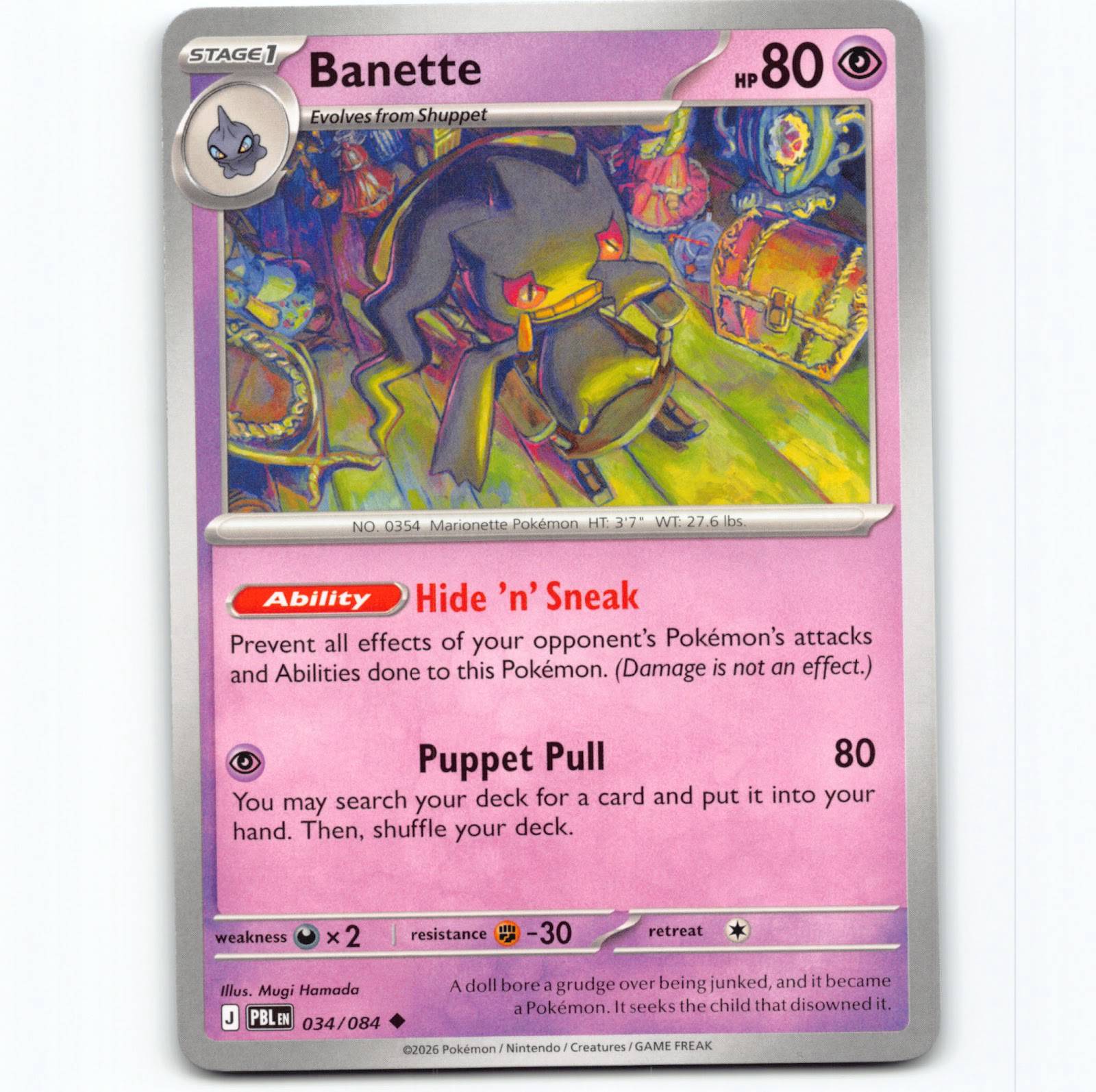 Pokémon Banette PBL EN 034/084 Pokemon Kort Pitch Black Mega Evolut