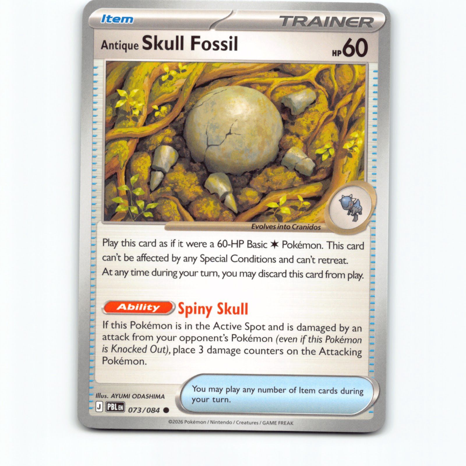 Pokémon Antique Skull Fossil PBL EN 073/084 Pokemon Kort Pitch Black Mega Evolut