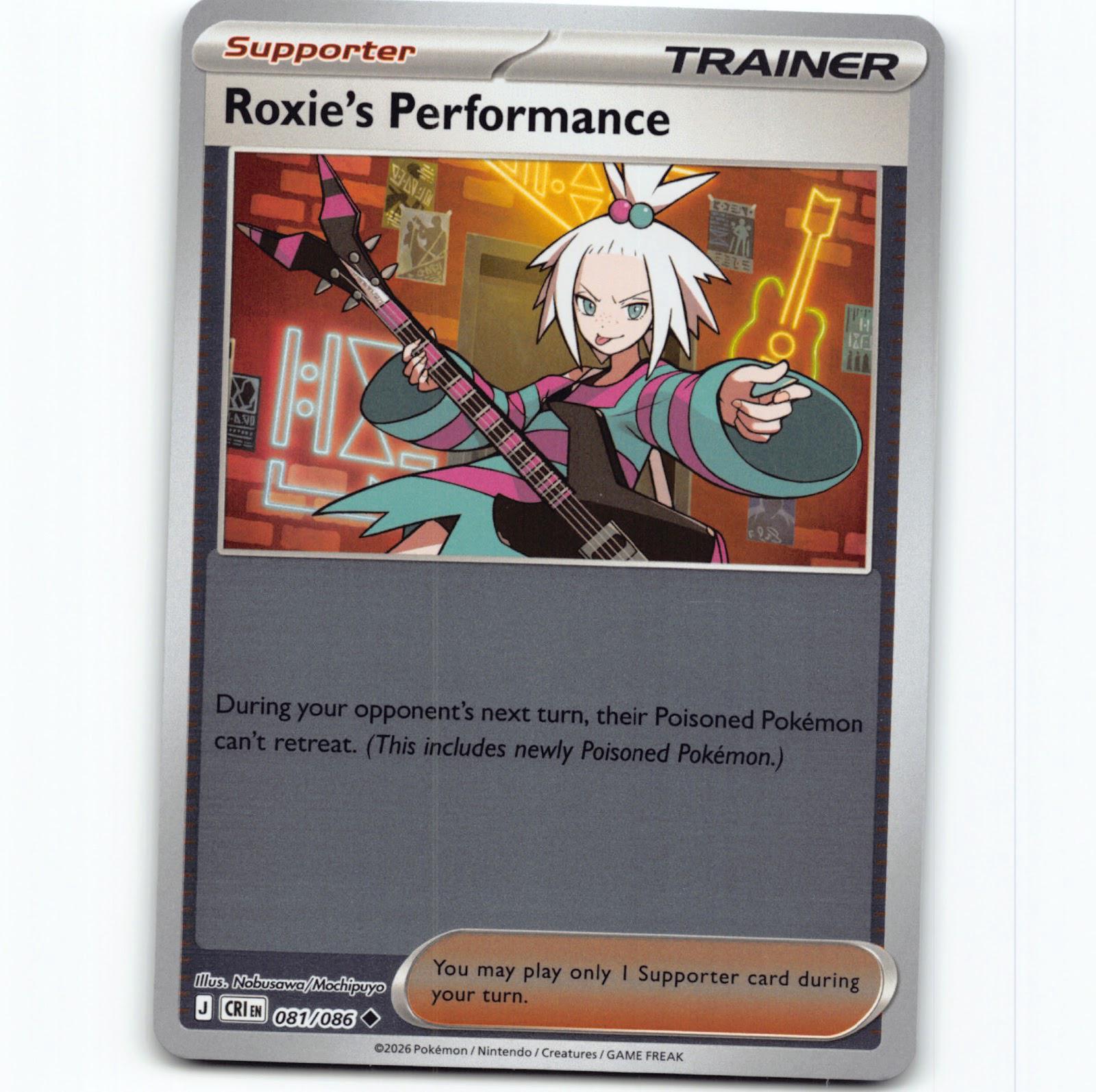 Pokémon Roxie's Performance CRI EN 081/086 Reverse Holo Pokemon Kort Chaos Risi