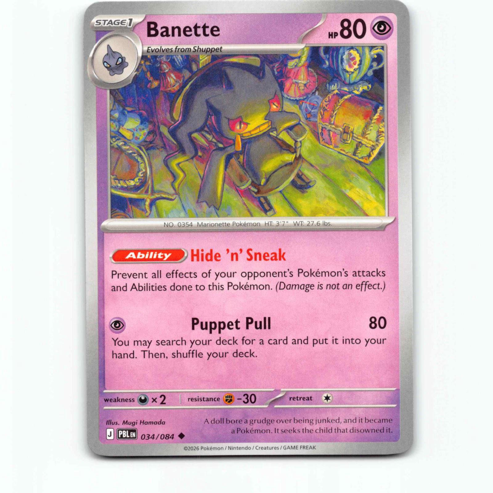 Banette 034/084 Pokémon PBL EN Pitch Black Pokemon Kort Mega Evolution