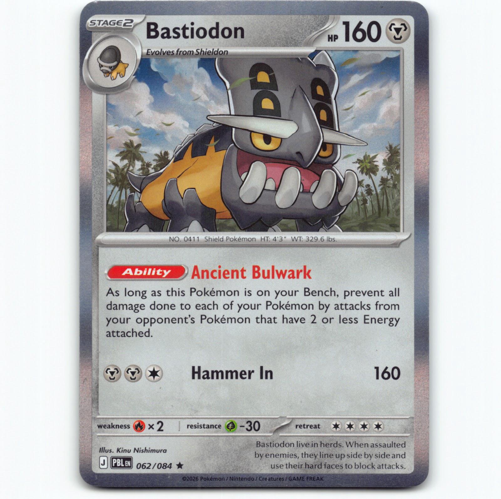 Pokémon Bastiodon PBL EN 062/084 Holo Pokemon Kort Pitch Black Mega Evolution