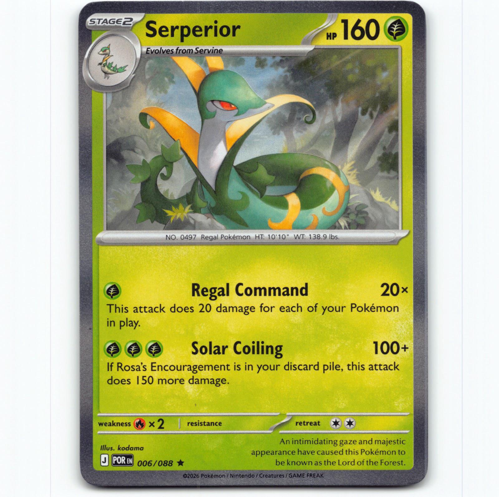 Pokémon Serperior POR EN 006/088 Holo Pokemon Kort Perfect Order Mega Ev
