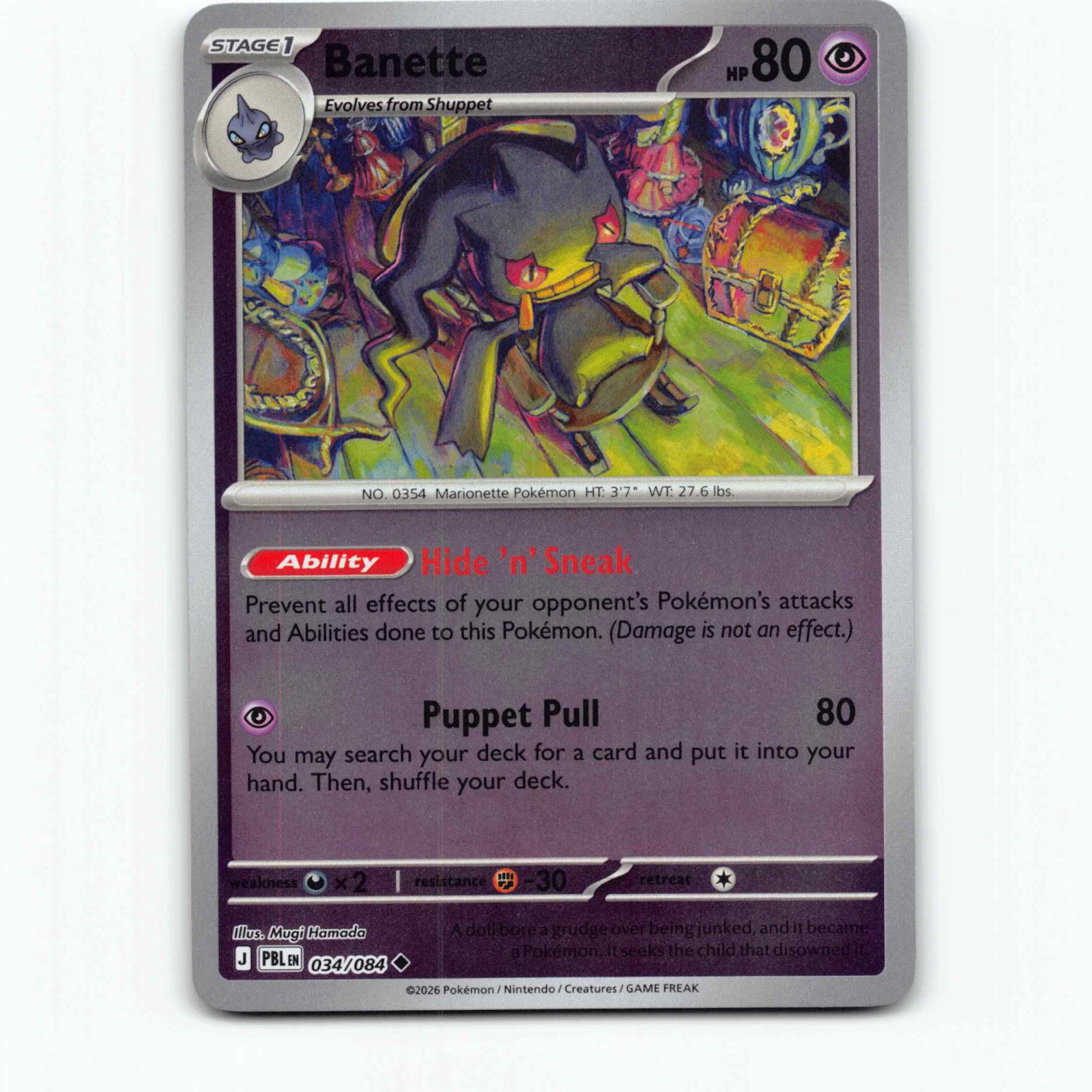 Banette 34 Reverse Holo Pokémon PBL EN 034/084 Pitch Black Pokemon Kort