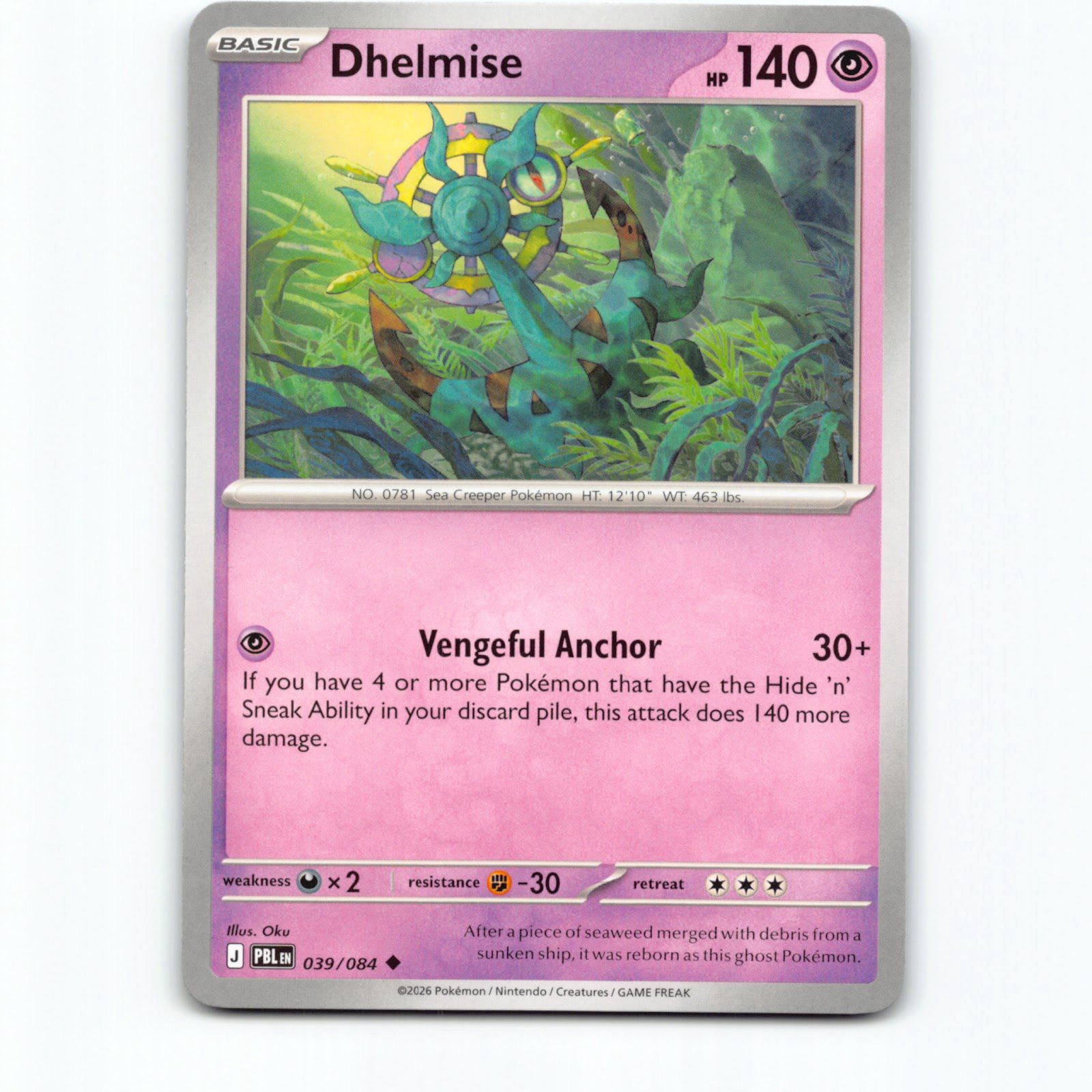 Dhelmise 039/084 Pokémon PBL EN Pitch Black Pokemon Kort Mega Evolution