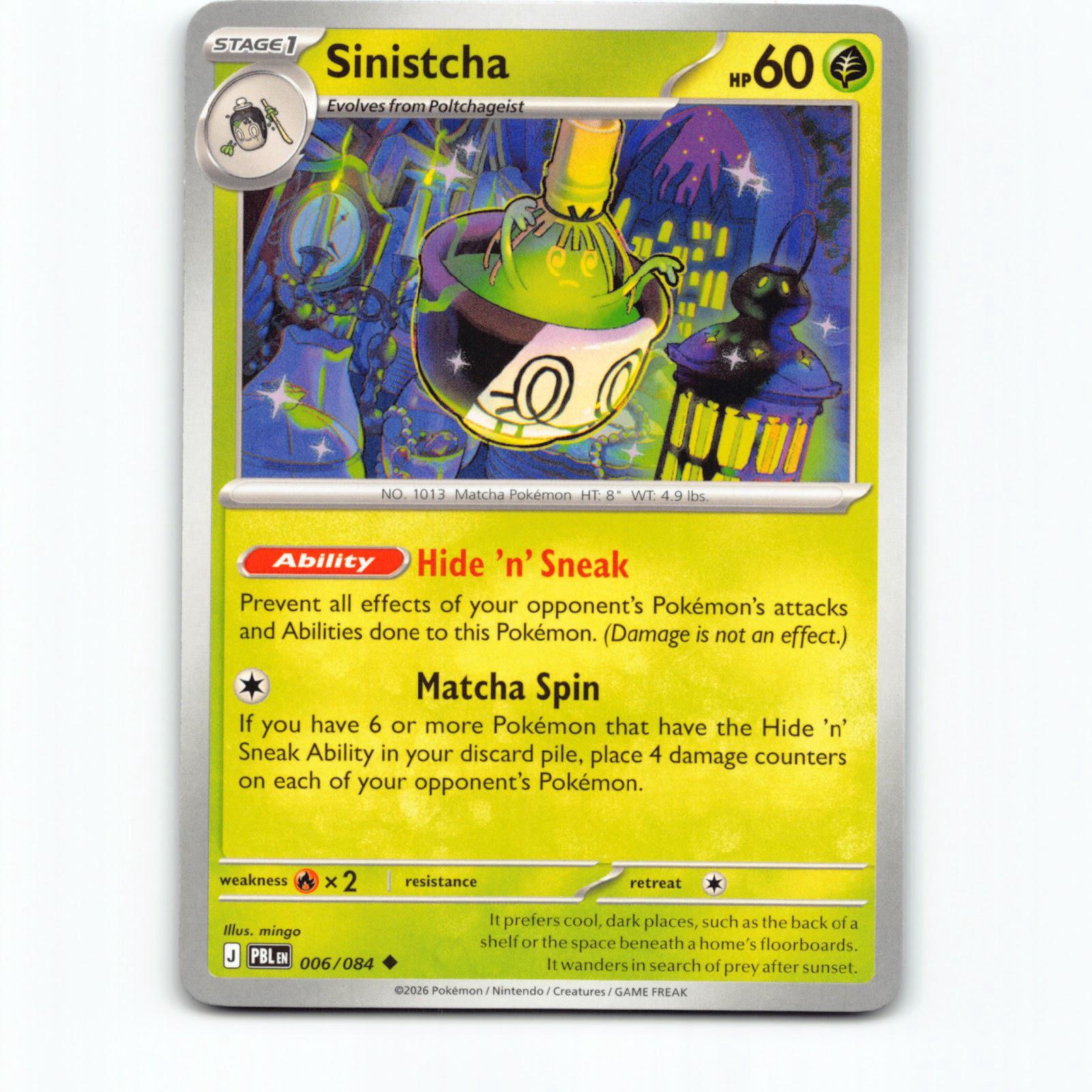 Sinistcha 006/084 Pokémon PBL EN Pitch Black Pokemon Kort Mega Evolution