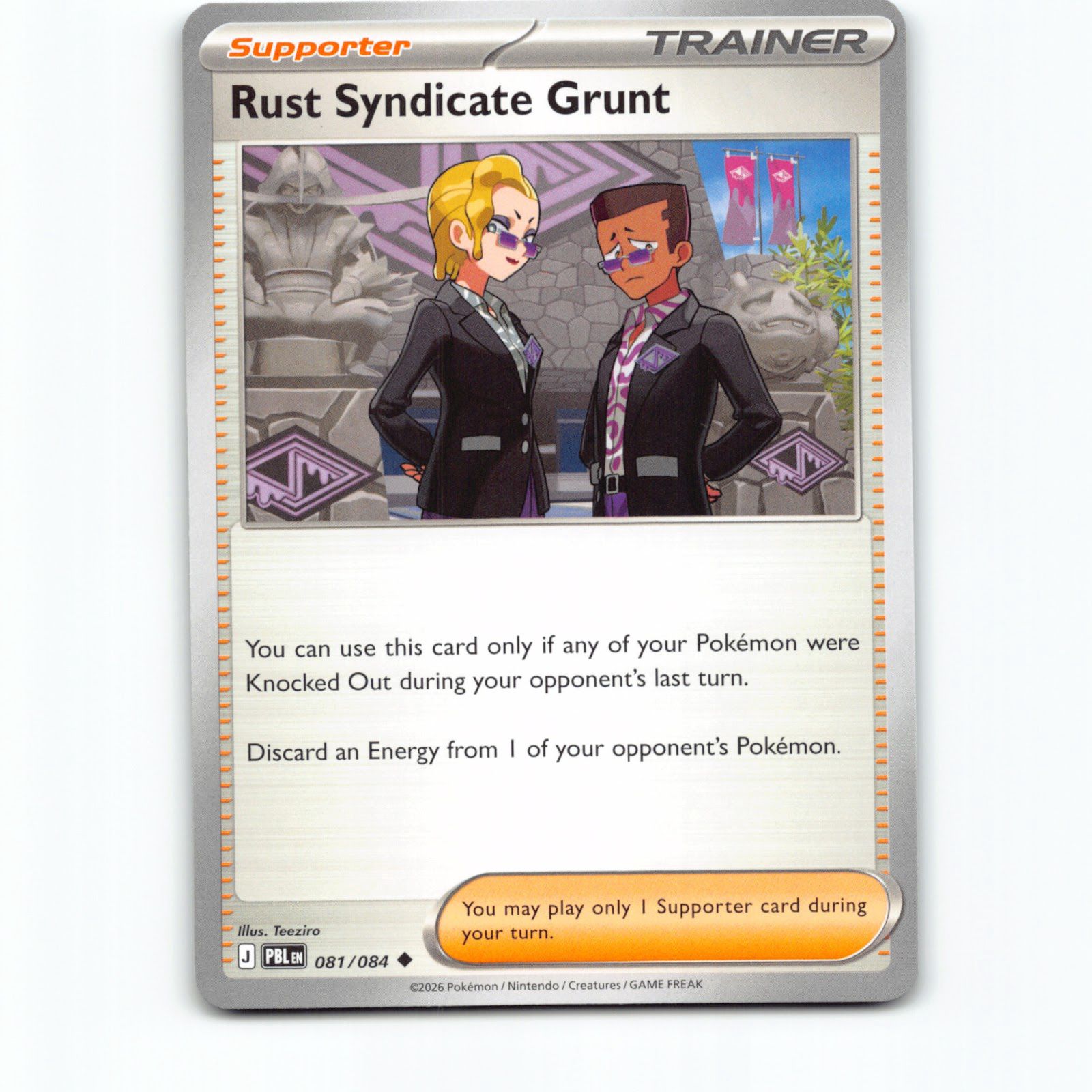 Pokémon Rust Syndicate Grunt PBL EN 081/084 Pokemon Kort Pitch Black Mega Evolut