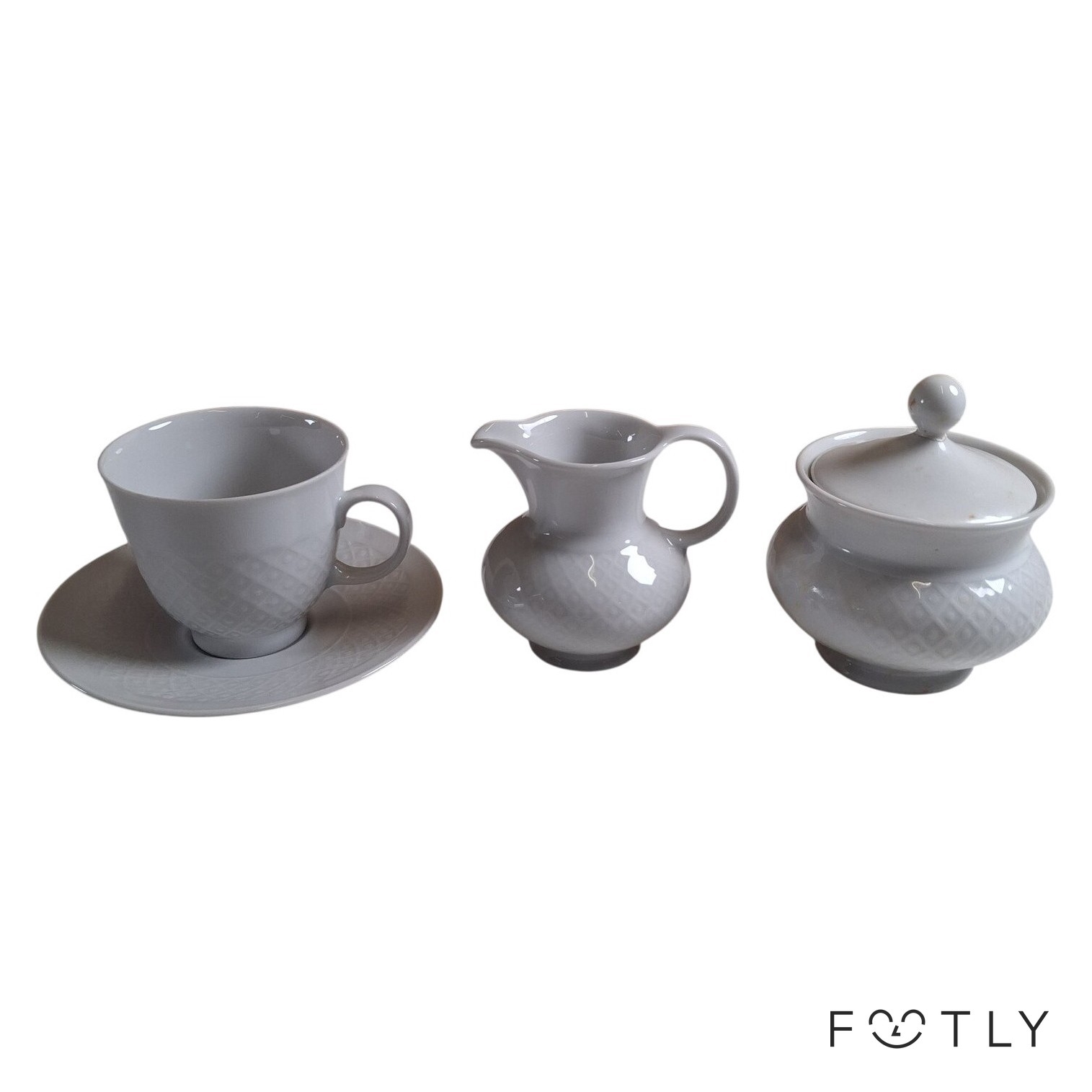Seltmann Weiden Bavari 3 Delar Kaffeservis Vit Porslin Kopp Fat Gräddkanna