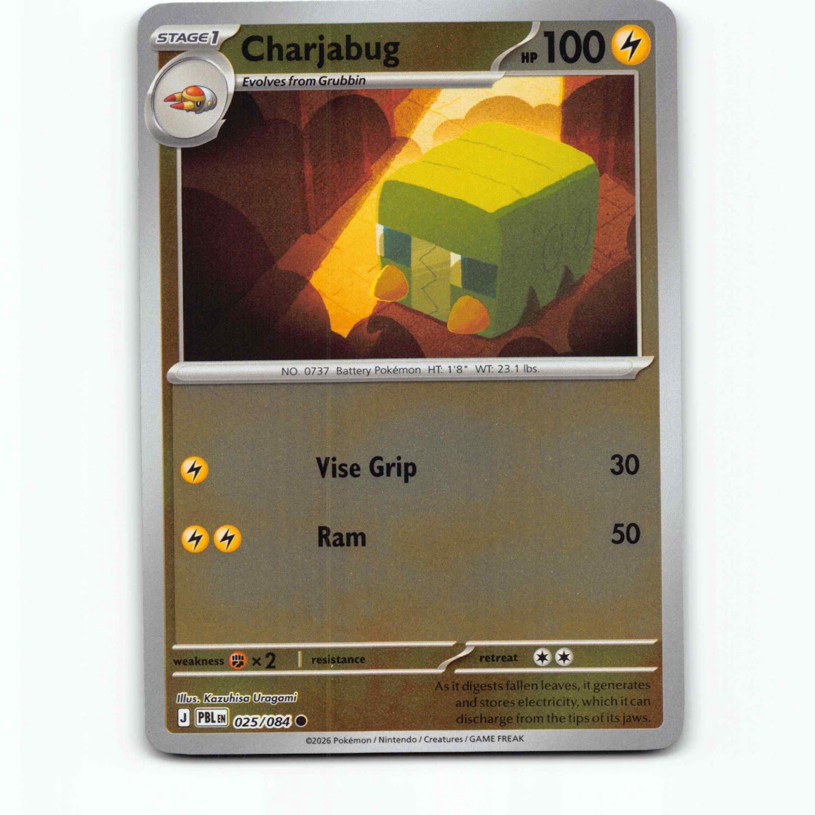 Charjabug 025/084 Pokémon Reverse Holo PBL EN Pitch Black Pokemon Kort Mega Evol