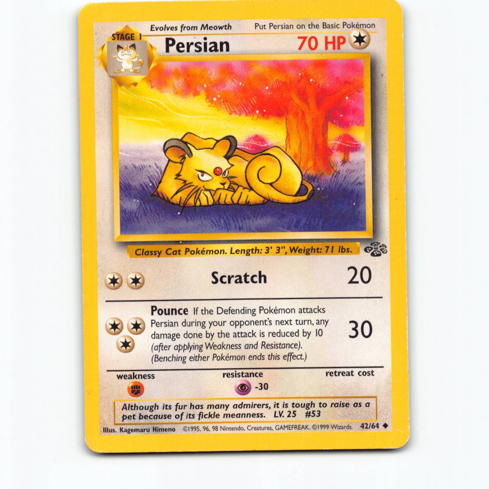 Persian 042/064 Pokémon JU EN Jungle Pokemon Kort Wizards of The Coast