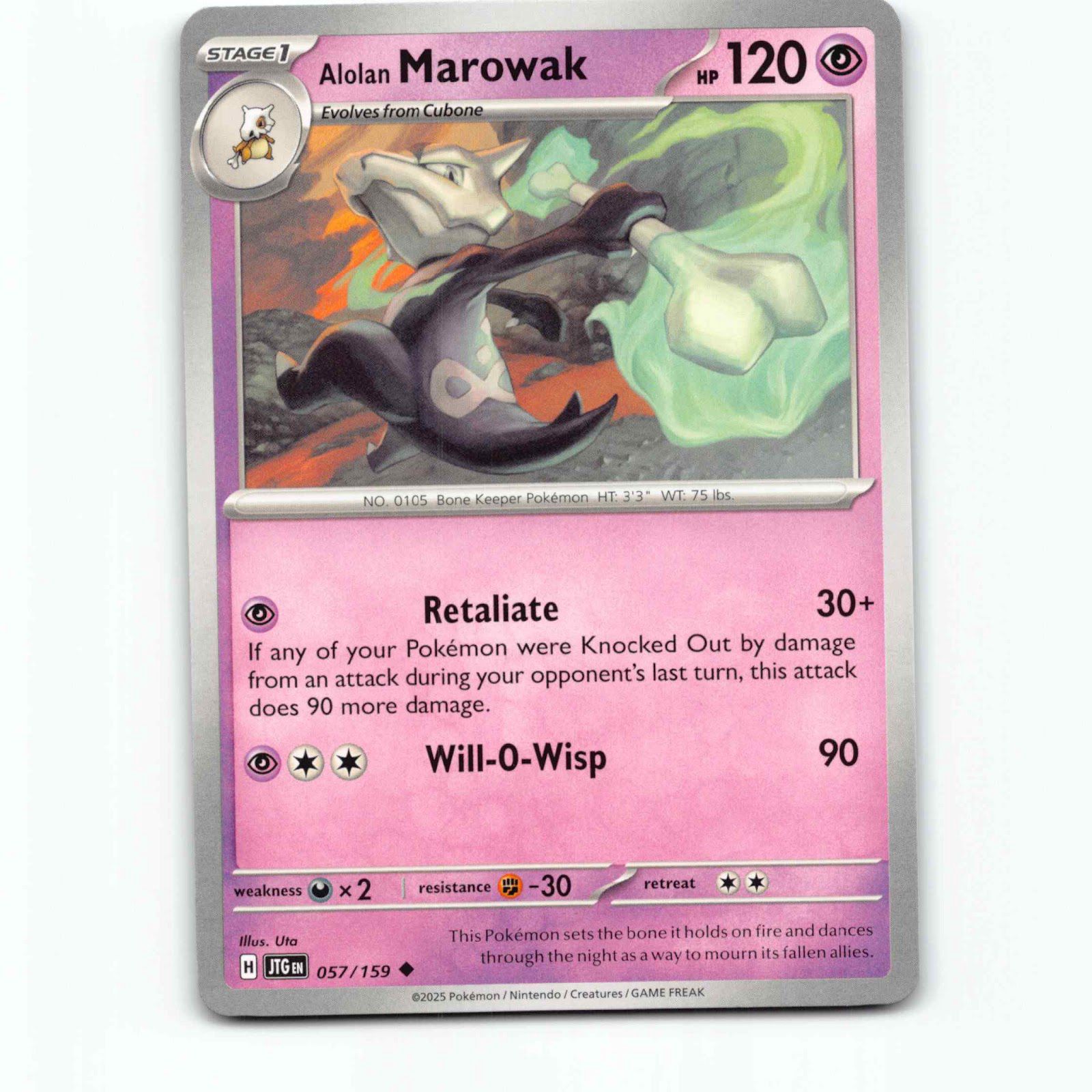 Alolan Marowak 057/159 Pokémon JTG EN Journey Together Pokemon Kort Scarlet & Vi