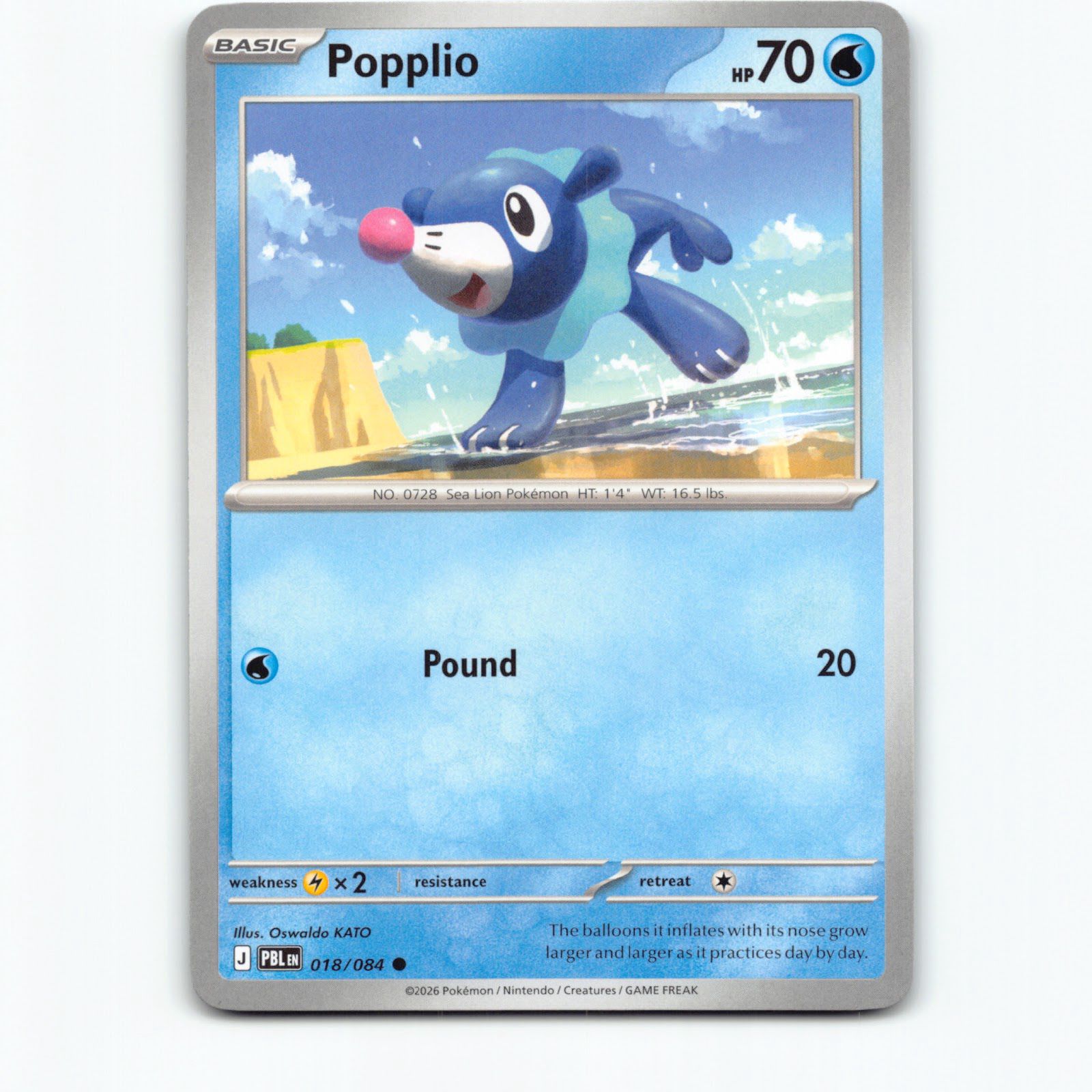 Popplio 018/084 Pokémon PBL EN Pitch Black Pokemon Kort Mega Evolution