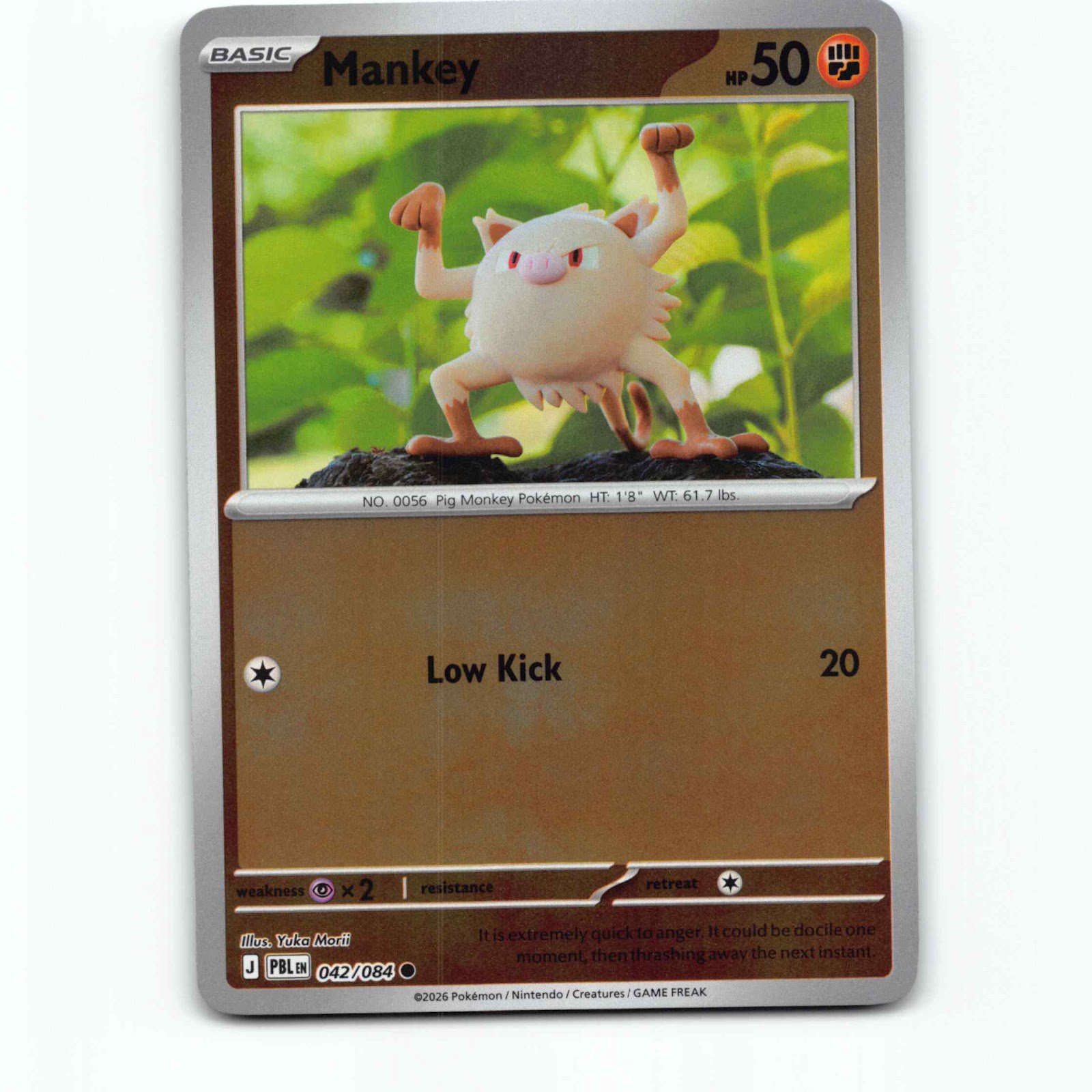 Mankey 042/084 Pokémon Reverse Holo PBL EN Pitch Black Pokemon Kort Mega Evoluti