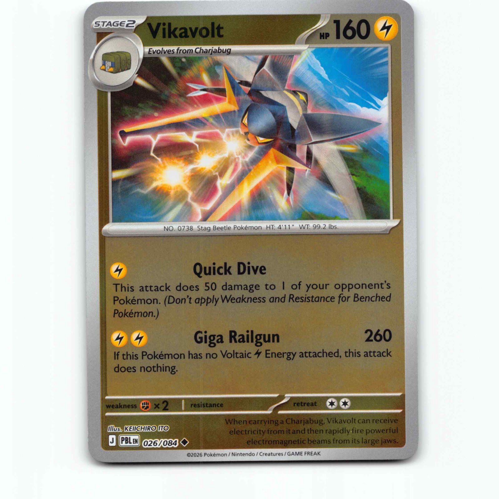Vikavolt 026/084 Pokémon Reverse Holo PBL EN Pitch Black Pokemon Kort Mega Evolu