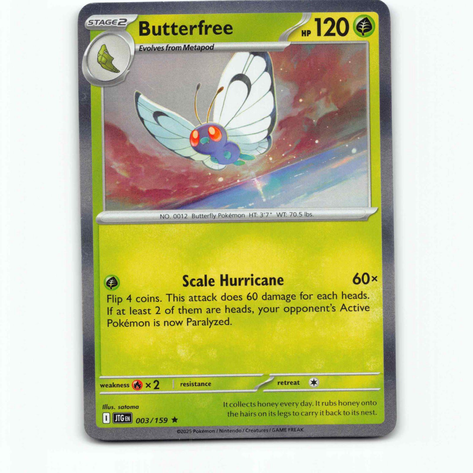 Butterfree 3 Holo Pokémon JTG EN 003/159 Journey Together Pokemon Kort
