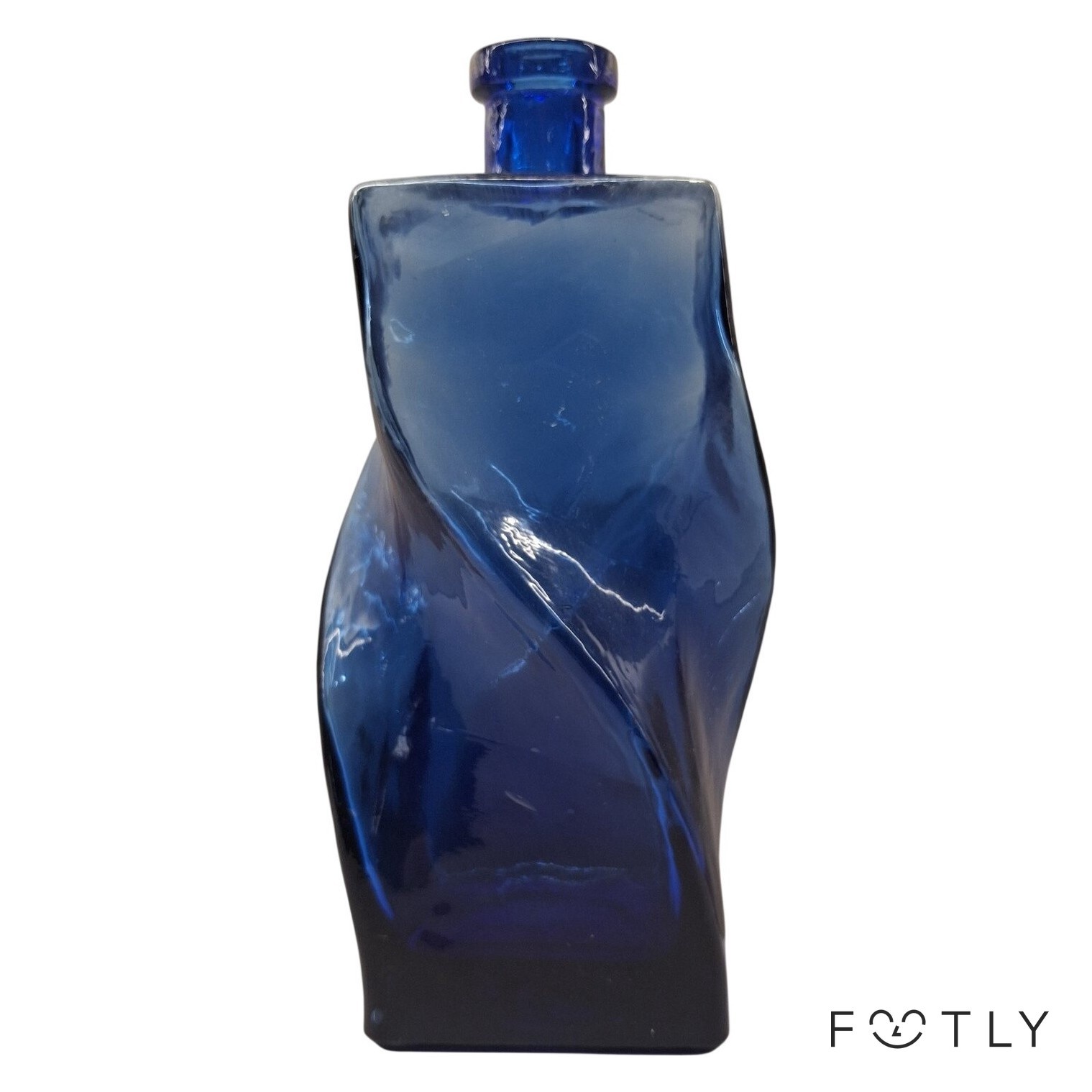 Flaska Glas Blå Vriden Design Made In Spain Recycled Glass Vas Karaff Retro