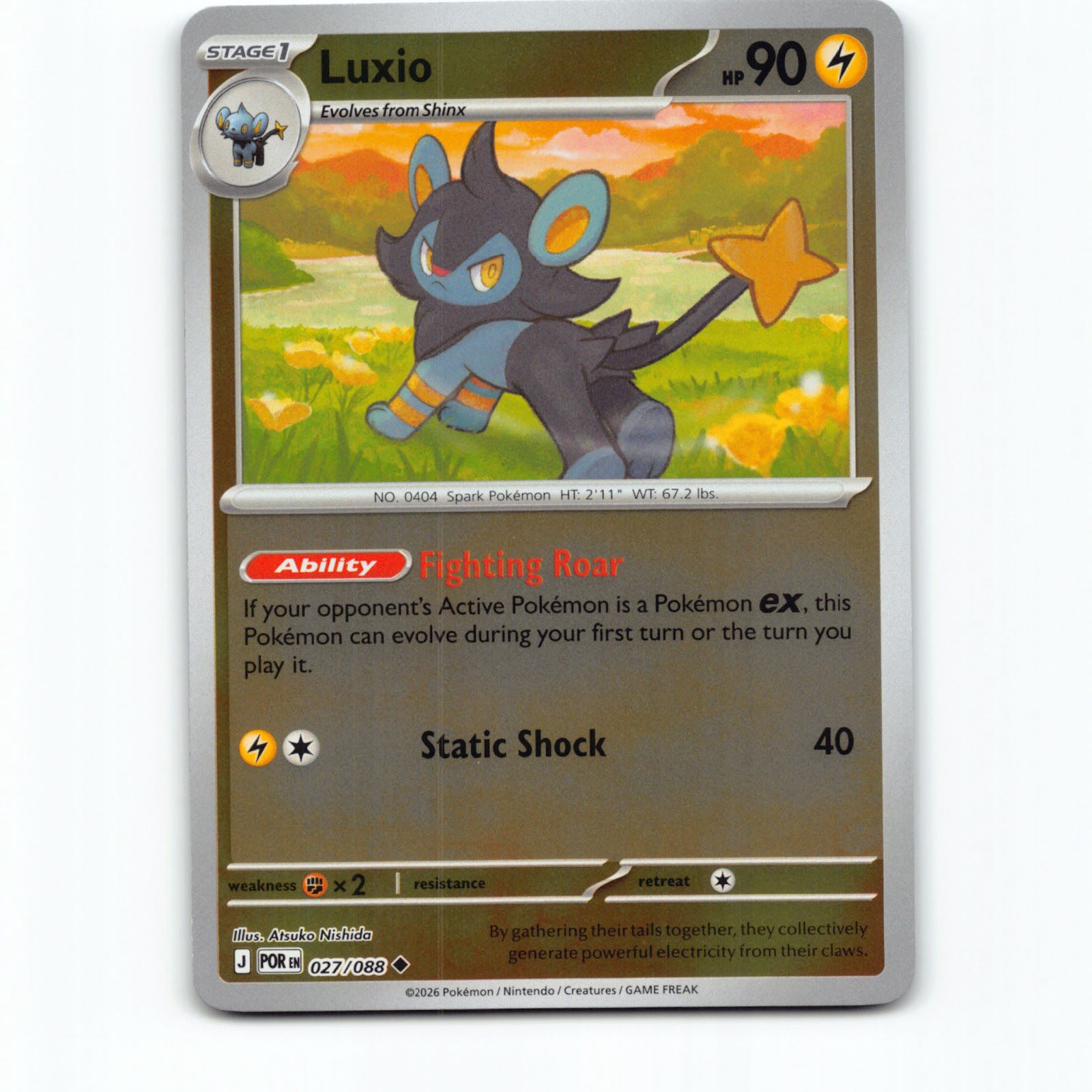 Pokémon Luxio POR EN 027/088 Reverse Holo Pokemon Kort Perfect Order Mega Evolut