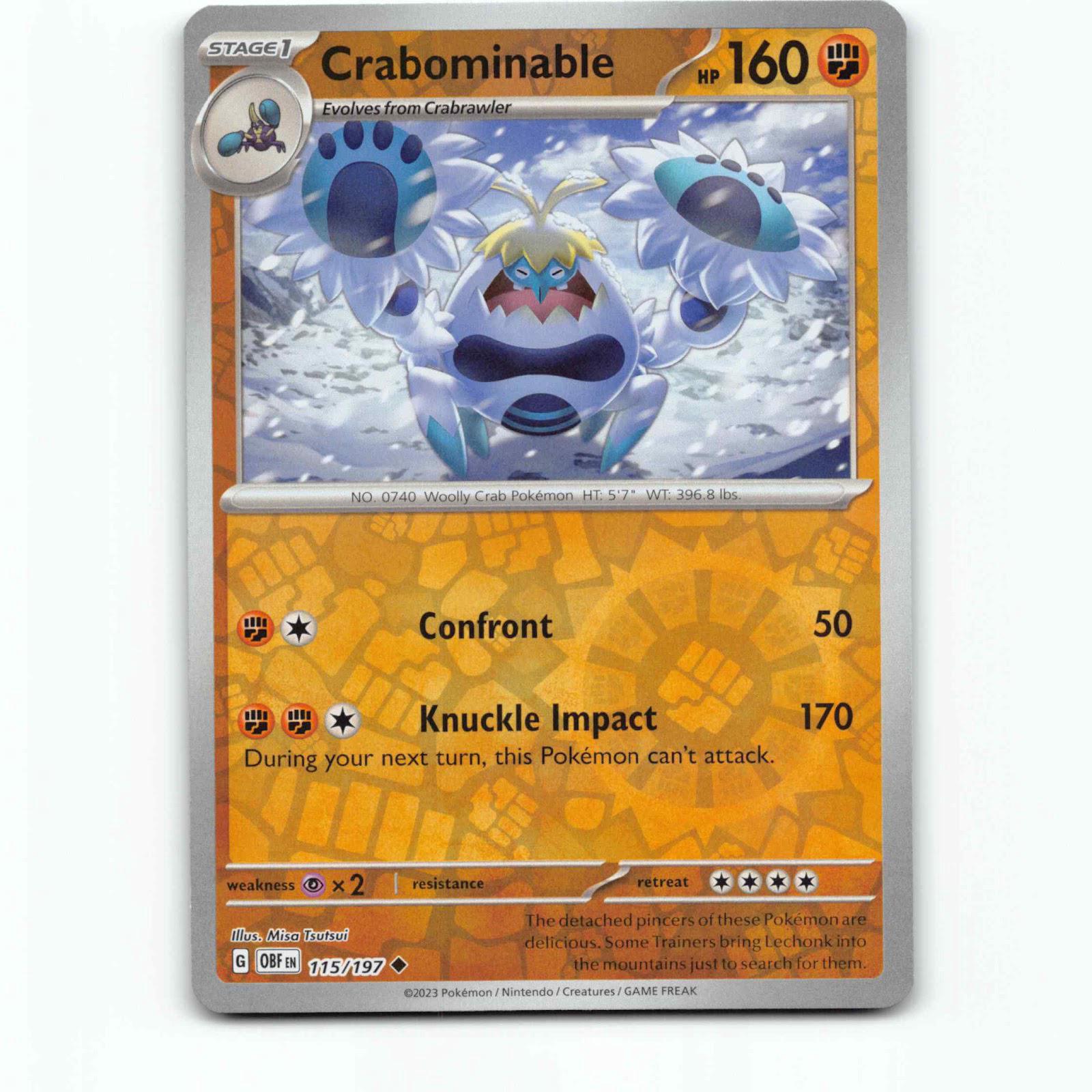 Crabominable 115 Reverse Holo Pokémon OBF EN 115/197 Obsidian Flames