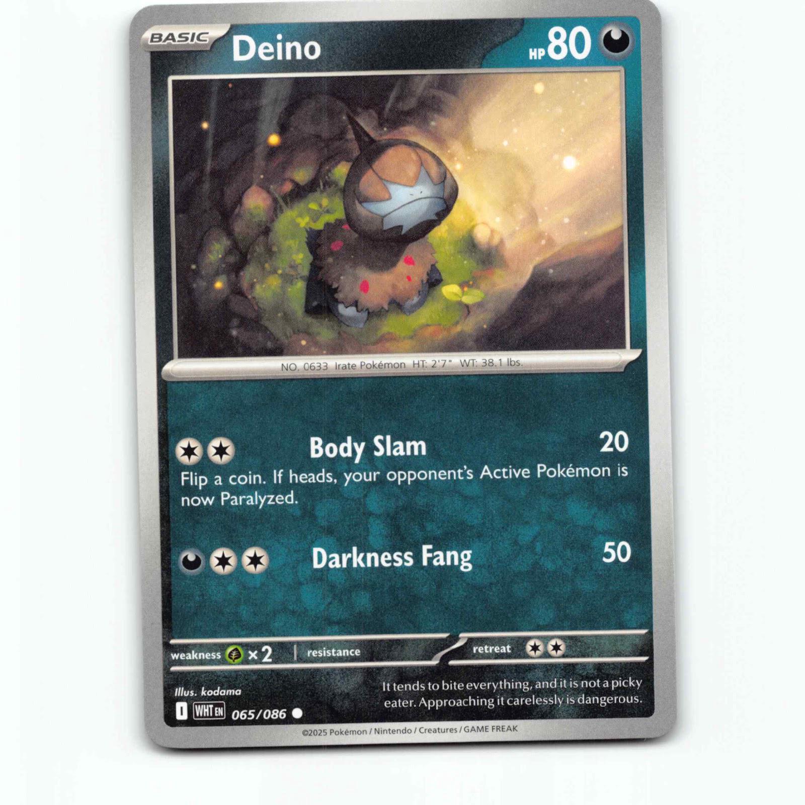 Deino 065/086 Pokémon WHT EN White Flare Pokemon Kort Scarlet & Violet
