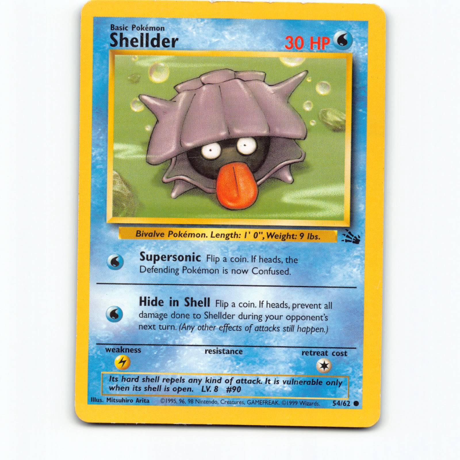 Shellder 054/062 Pokémon FO EN Fossil Pokemon Kort Wizards of The Coast