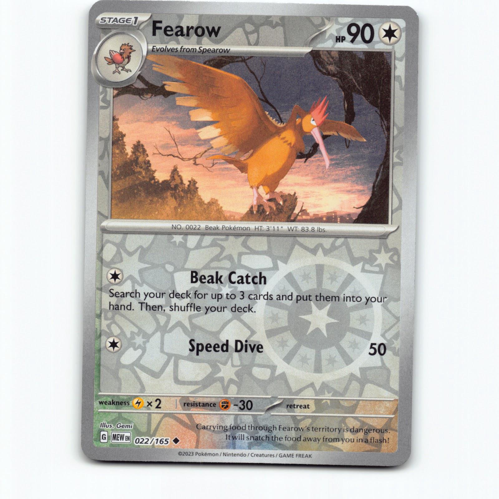 Fearow 022/165 Pokémon Reverse Holo MEW EN 151 Pokemon Kort Scarlet & Violet