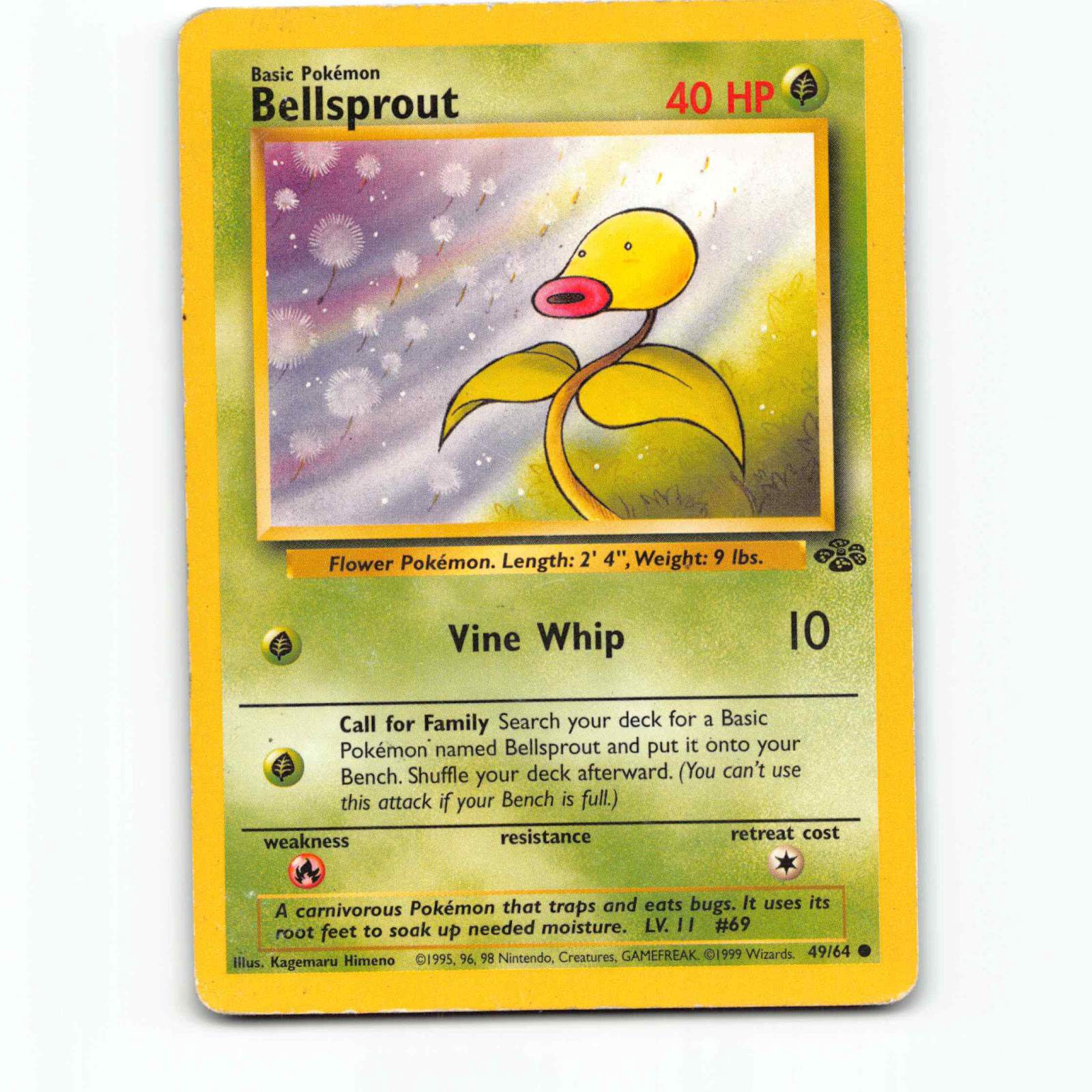 Bellsprout 49 Pokémon JU EN 49/64 Jungle Pokemon Kort Wizards of The Coast