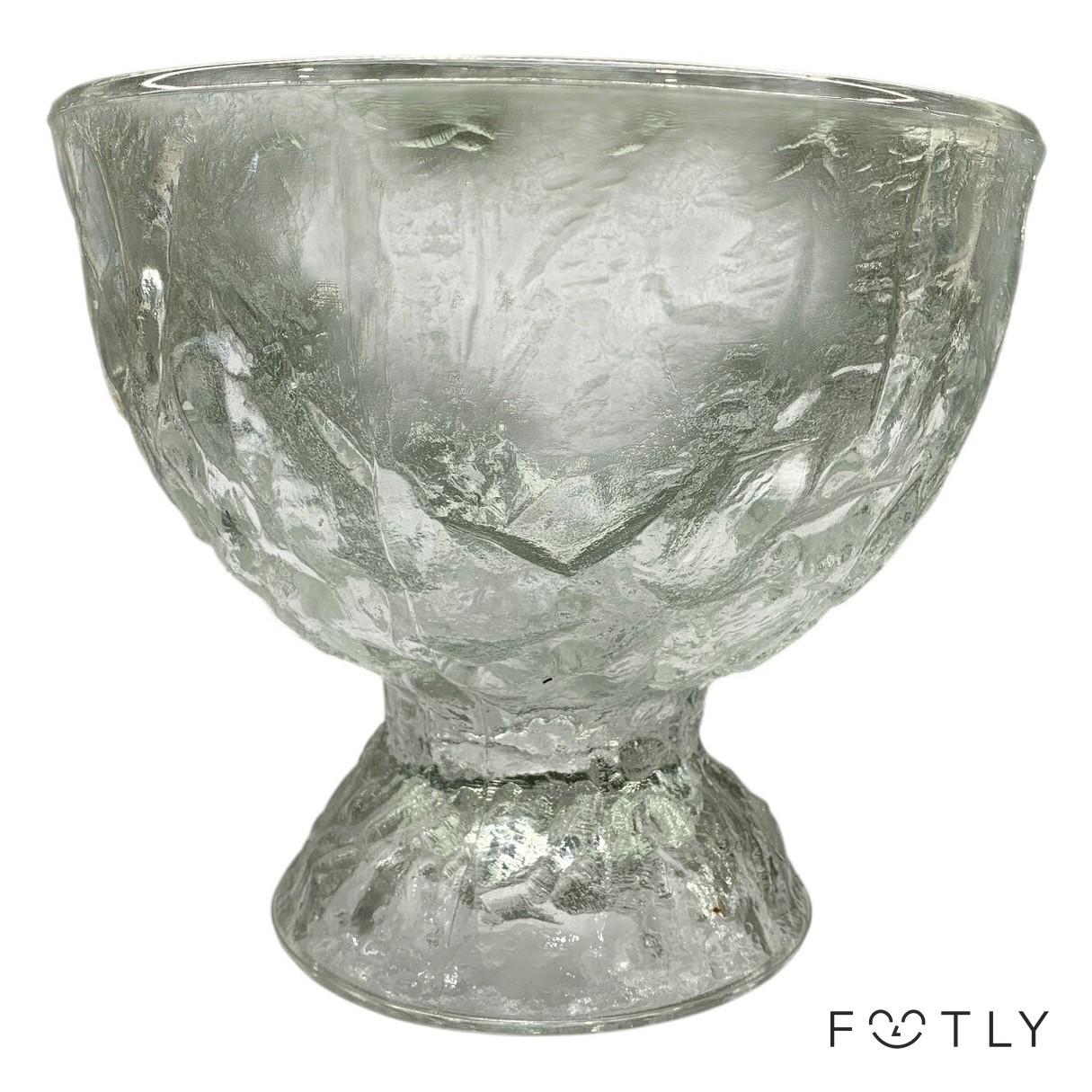Libochovice Skål Pavel Pánek Fot Glas Strukturerad Transparent Vintage Glasskål