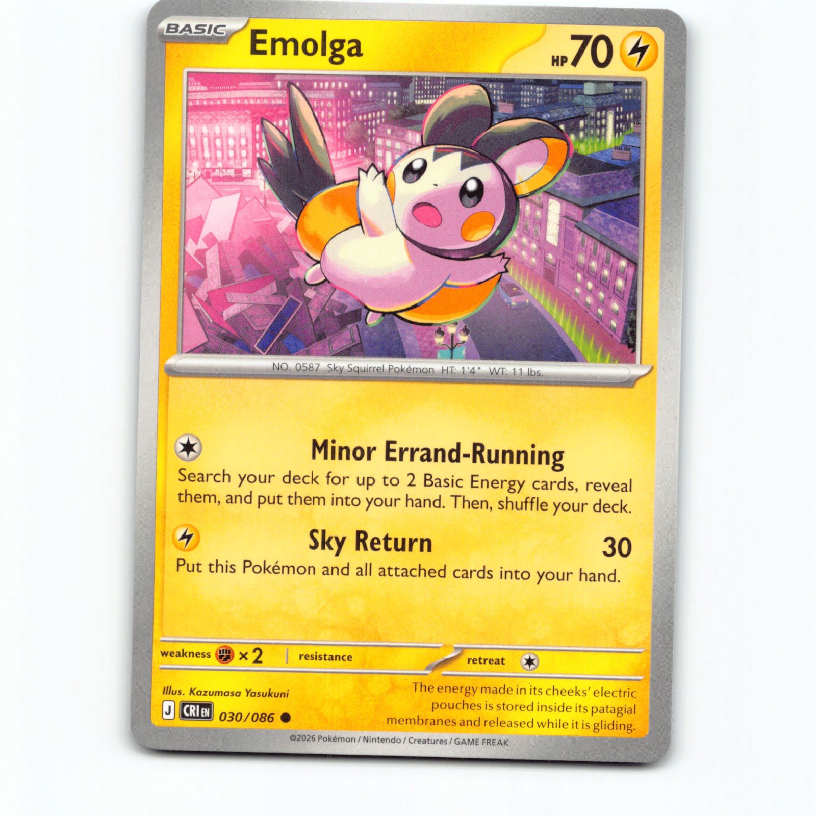 Pokémon Emolga CRI EN 030/086 Pokemon Kort Chaos Rising Mega Evolution