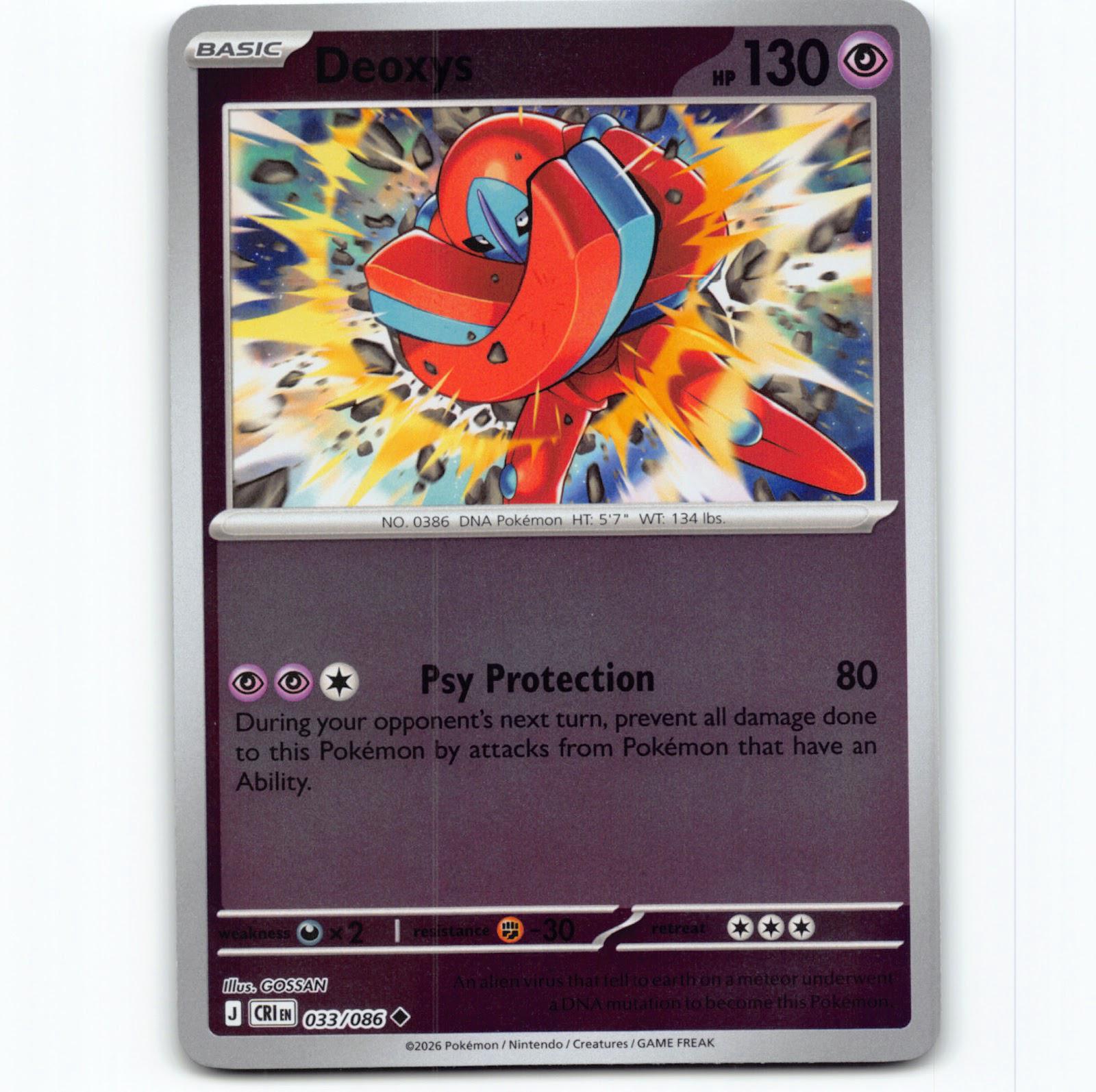 Pokémon Deoxys CRI EN 032/086 Reverse Holo Pokemon Kort Chaos Rising Mega Evolut