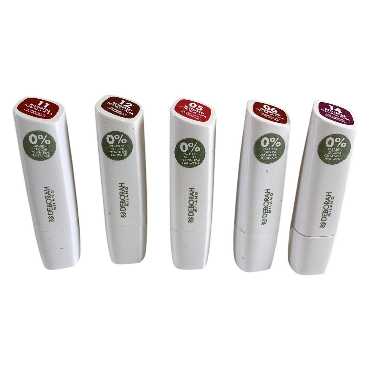 5 st Deborah Milano Rossetto Formula Pura Läppstift Parabenfri Mixade Färger