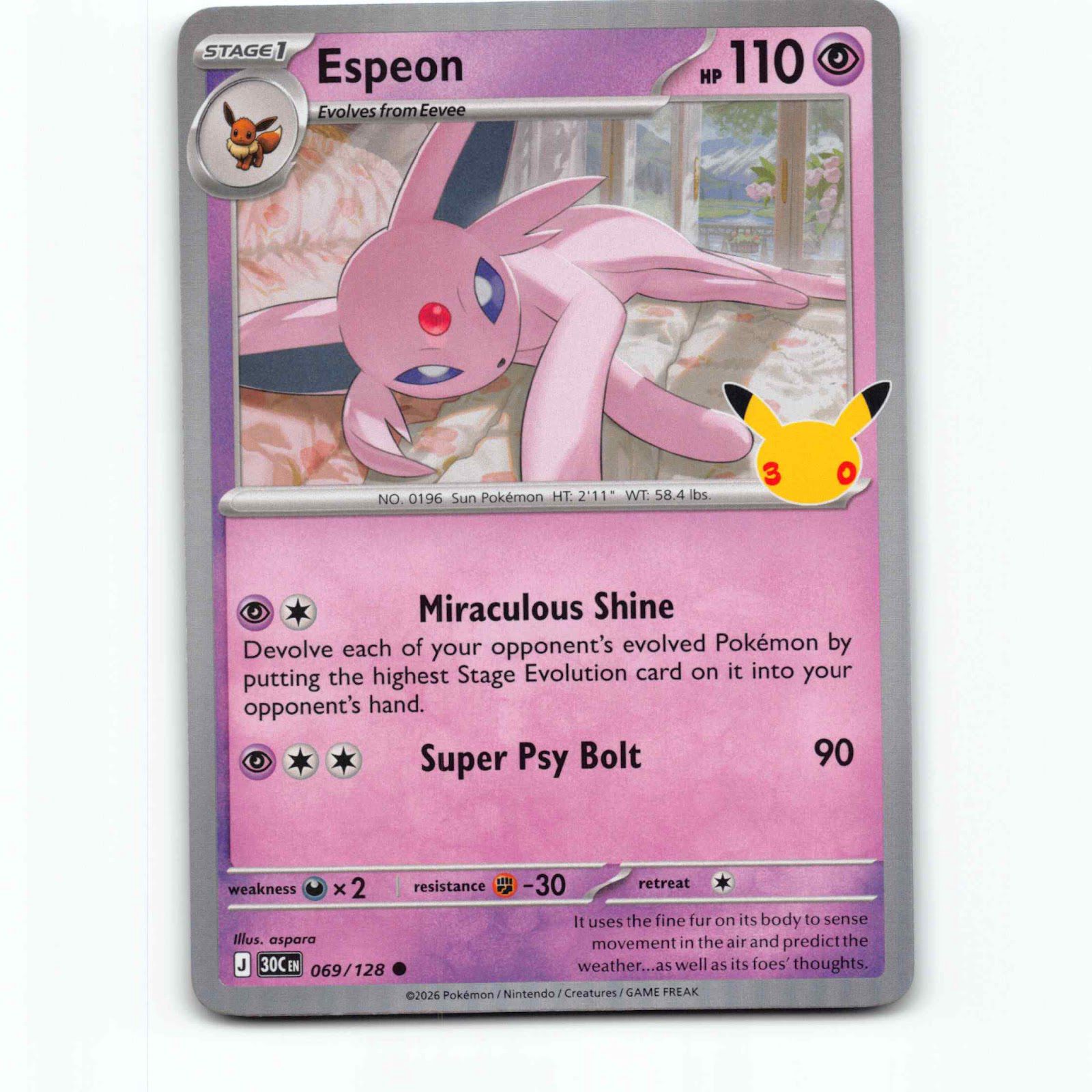 Cosmoem 79 Holo Pokémon 30C EN 079/128 30th Celebration Pokemon Kort