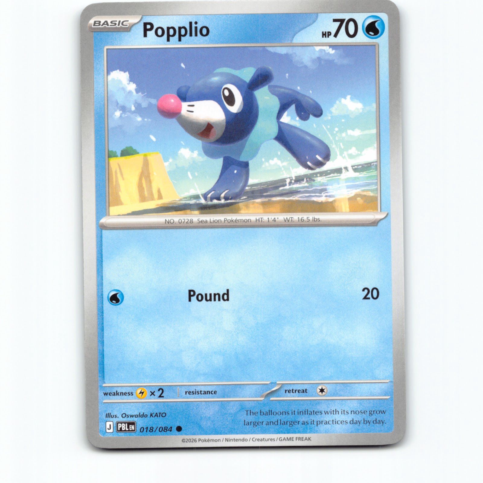 Popplio 018/084 Pokémon PBL EN Pitch Black Pokemon Kort Mega Evolution