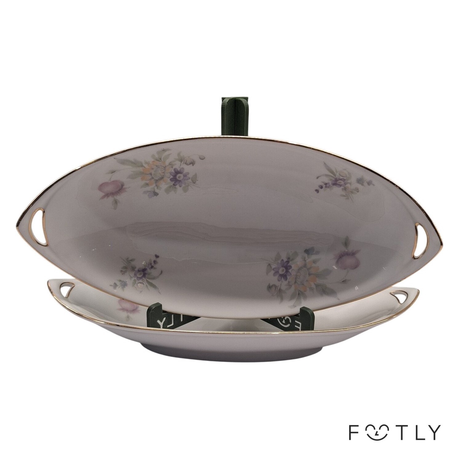 Bohemia Donatello 2 st Uppläggningsfat Porslin Guldkant Vintage Czecho-Slowakia