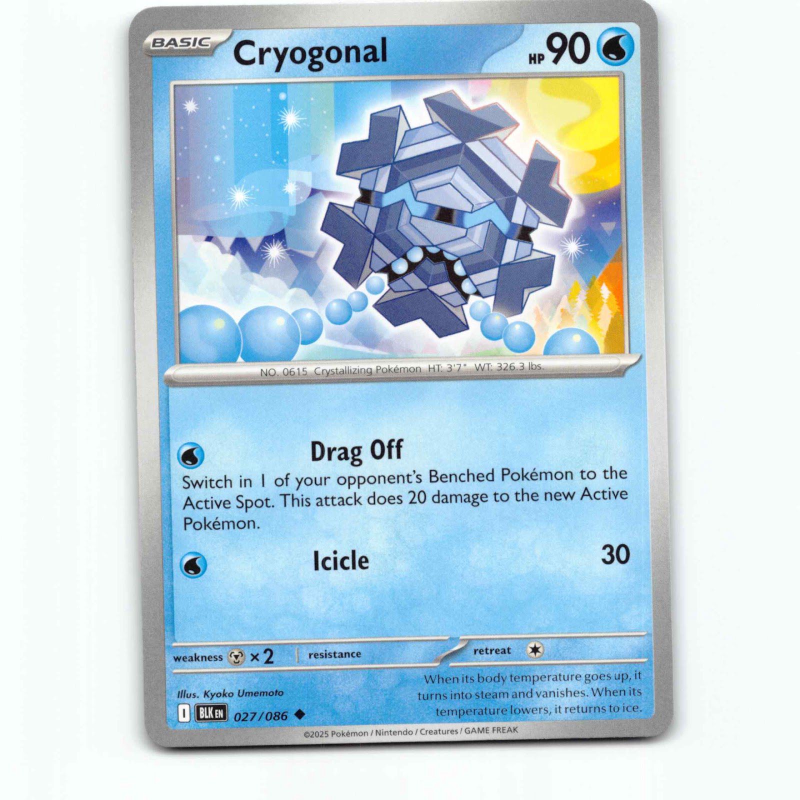 Cryogonal 027/086 Pokémon BLK EN Black Bolt Pokemon Kort Scarlet & Violet