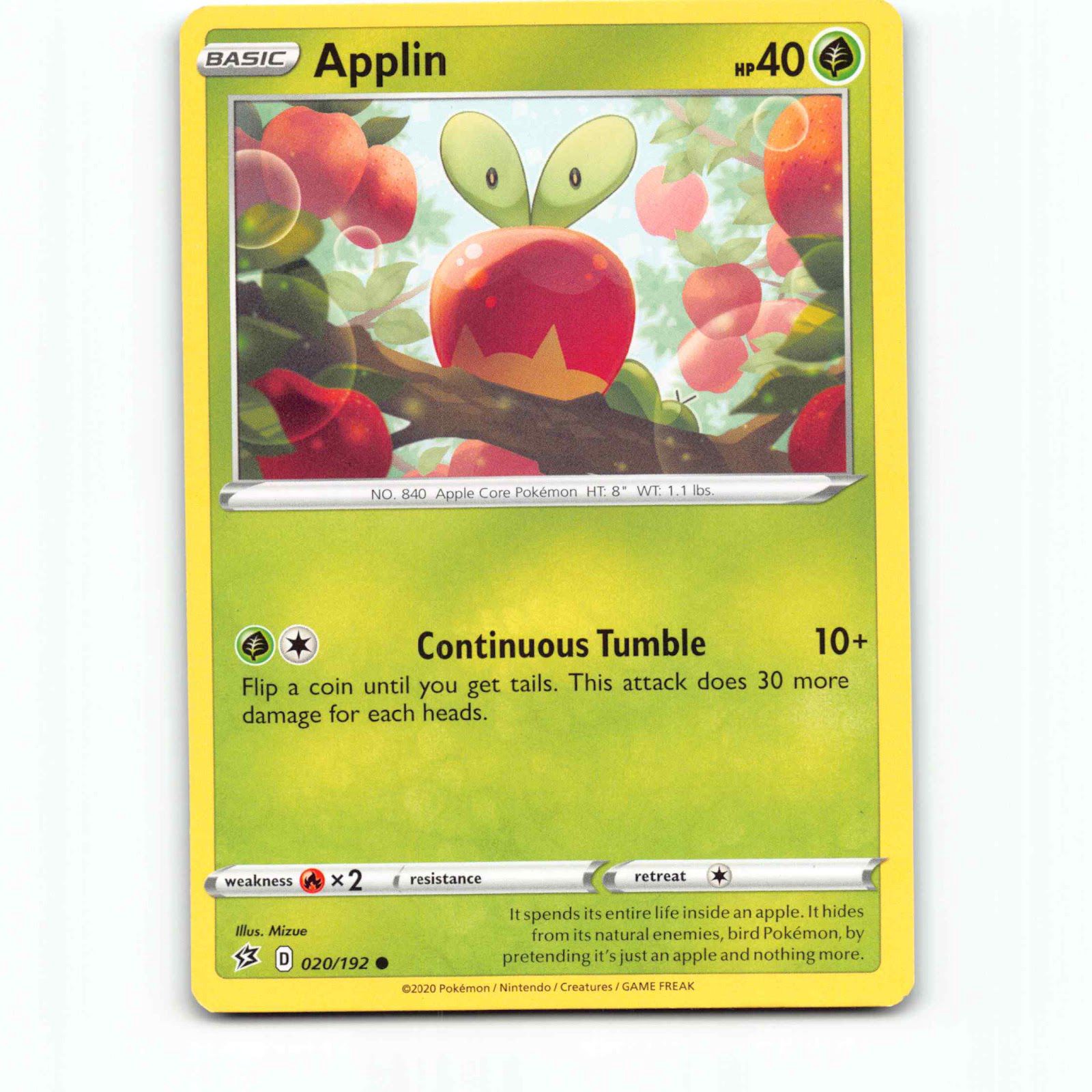Applin 20 Pokémon RCL EN 020/192 Rebel Clash Pokemon Kort Sword & Shield