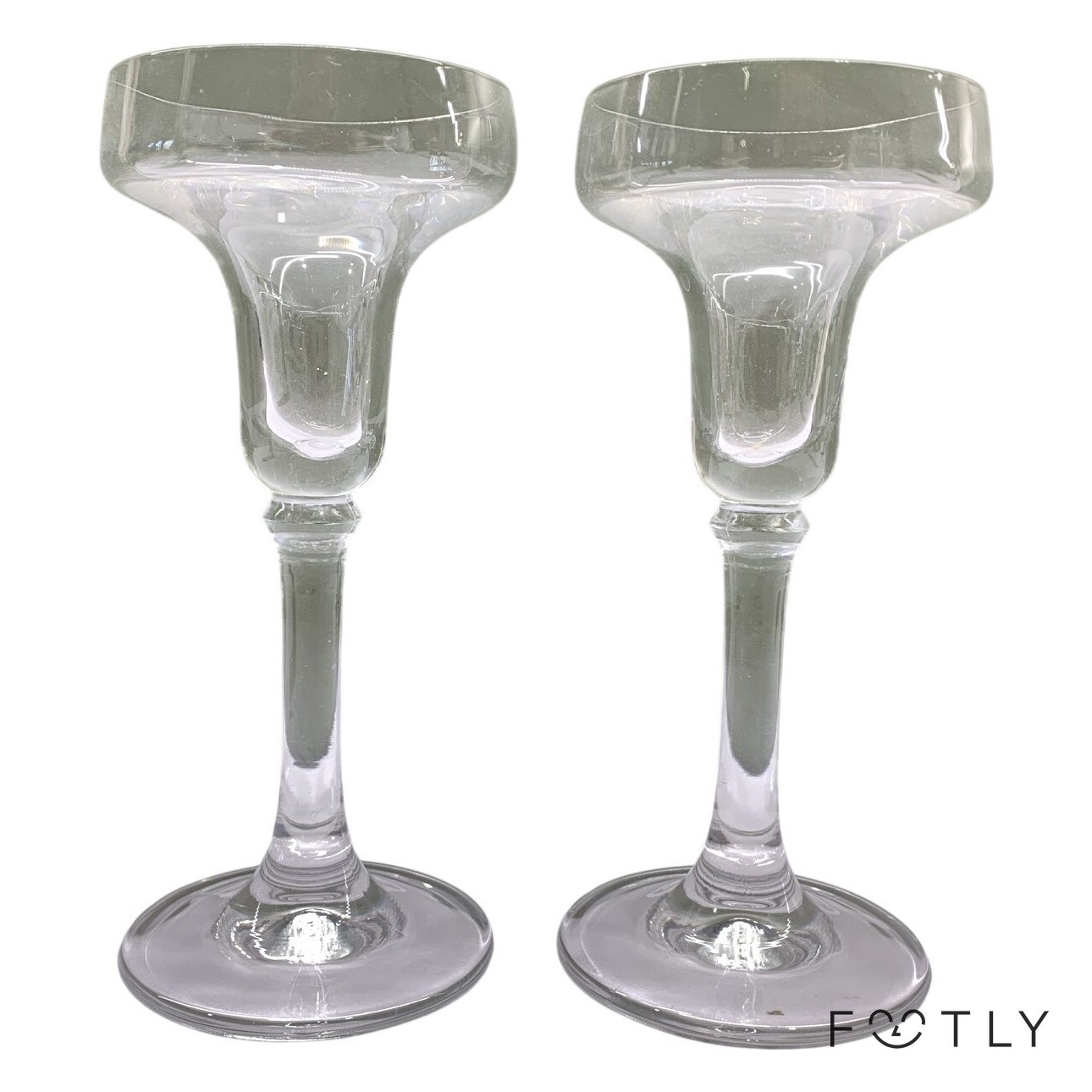 2 st Ljusstakar.i Glas Klarglas Hög Fot Fest Dukning Elegant Retro Vintage