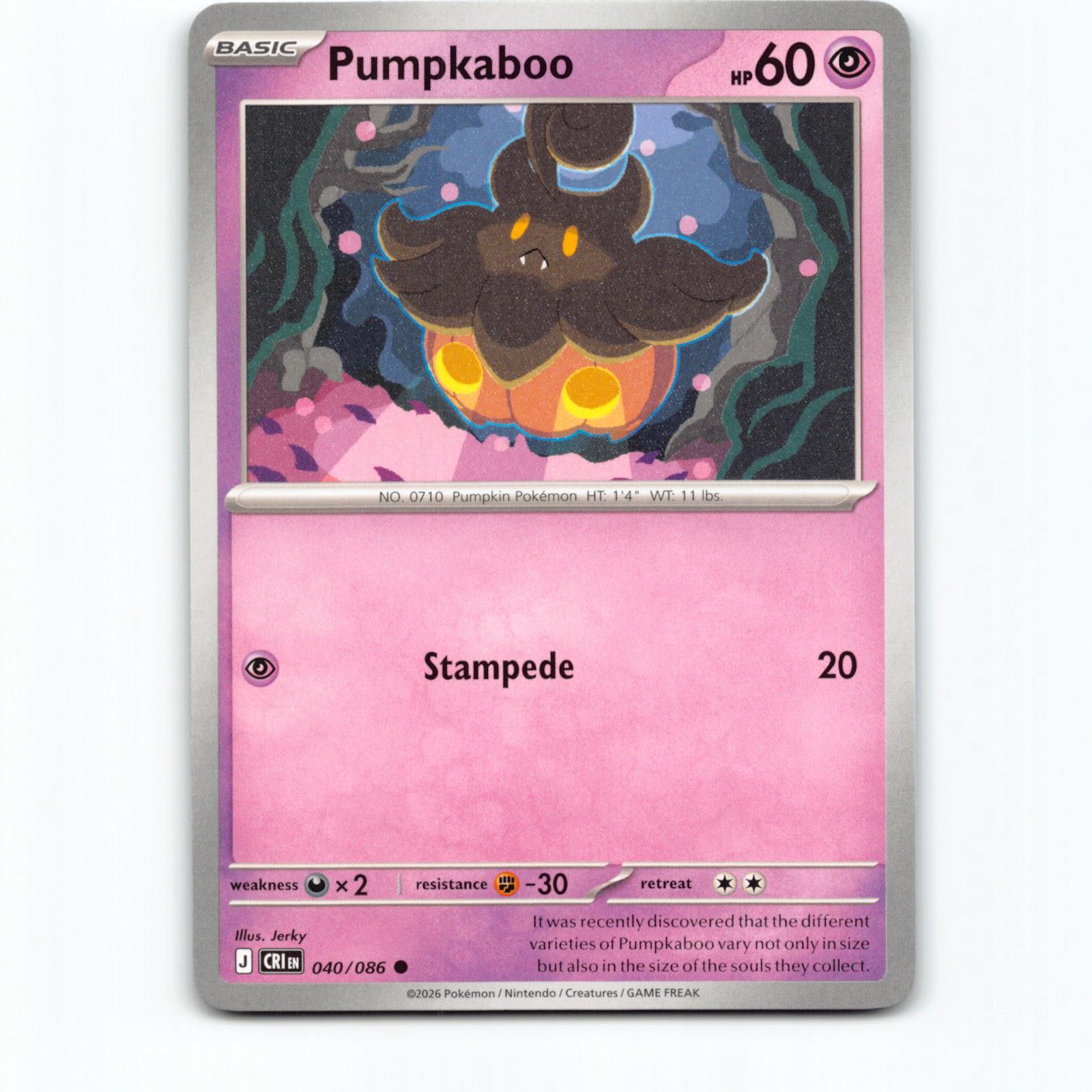 Pumpkaboo 040/086 Pokémon CRI EN Chaos Rising Pokemon Kort Mega Evolution