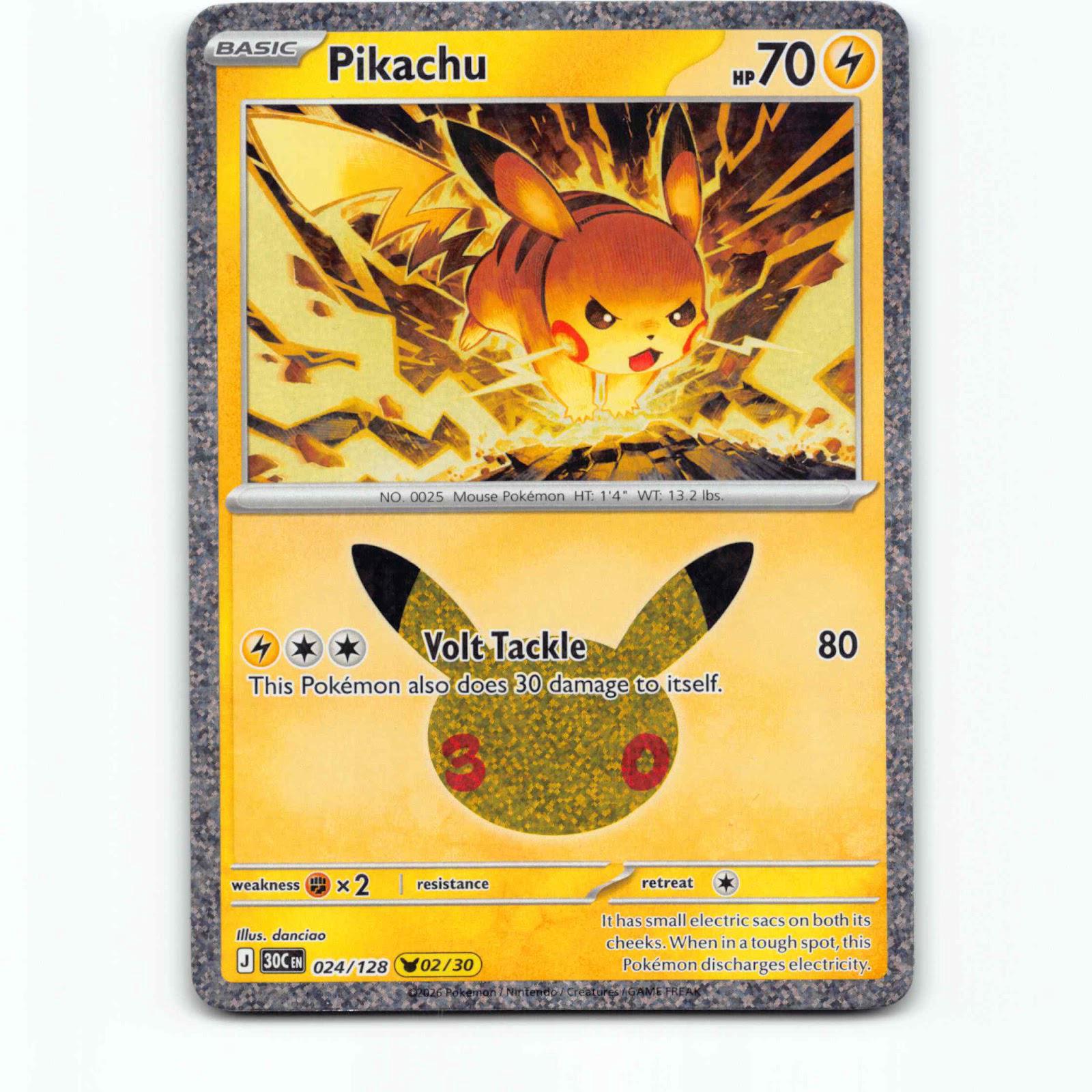 Pikachu 24 30th Celebration 02/30 Holo Pokémon 30C EN 024/128 Mega Evolution