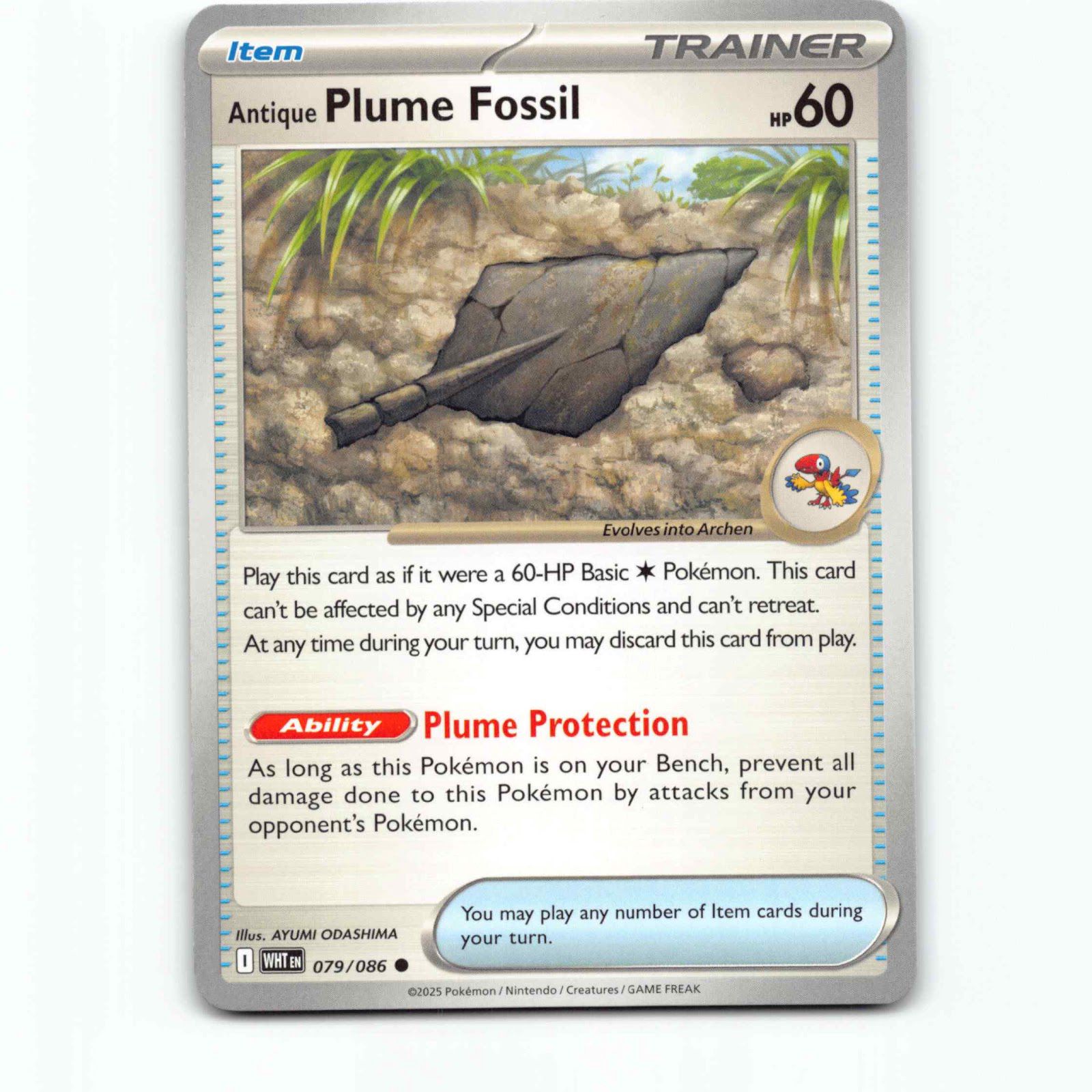 Antique Plume Fossil 079/086 Pokémon WHT EN White Flare Pokemon Kort Scarlet & V