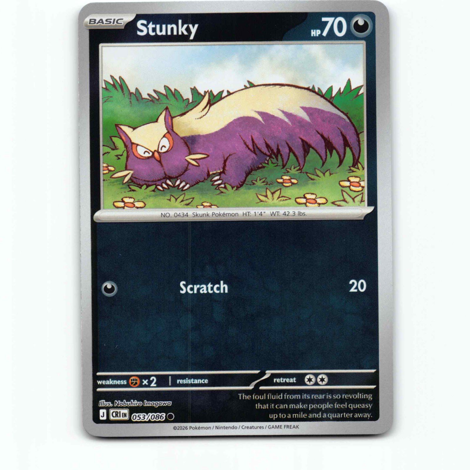 Stunky 53 Reverse Holo Pokémon CRI EN 053/086 Chaos Rising Pokemon Kort