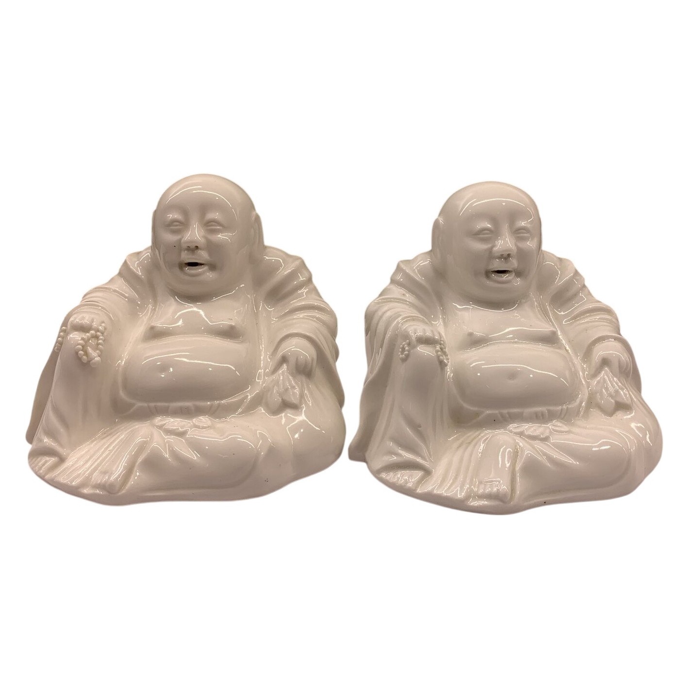 2 st Buddha Figurer Vit Porslin Dekoration Asiatisk Staty Skulptur Inredning