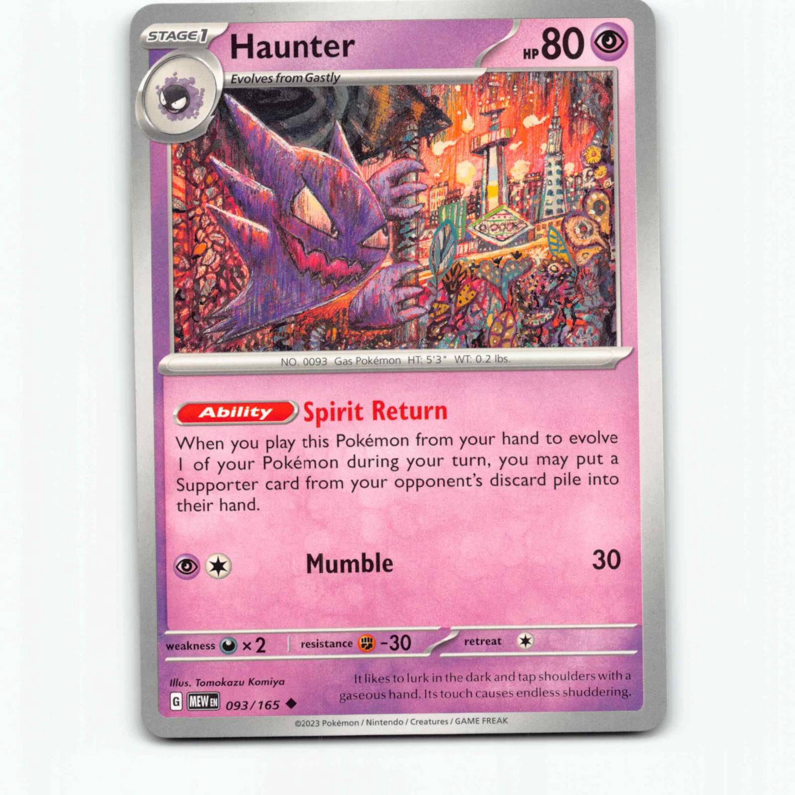 Haunter 93 Pokémon MEW EN 093/165 Scarlet & Violet 151 Pokemon Kort