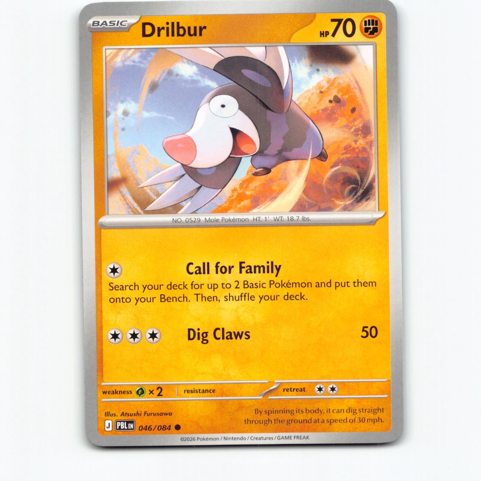 Drilbur 046/084 Pokémon PBL EN Pitch Black Pokemon Kort Mega Evolution