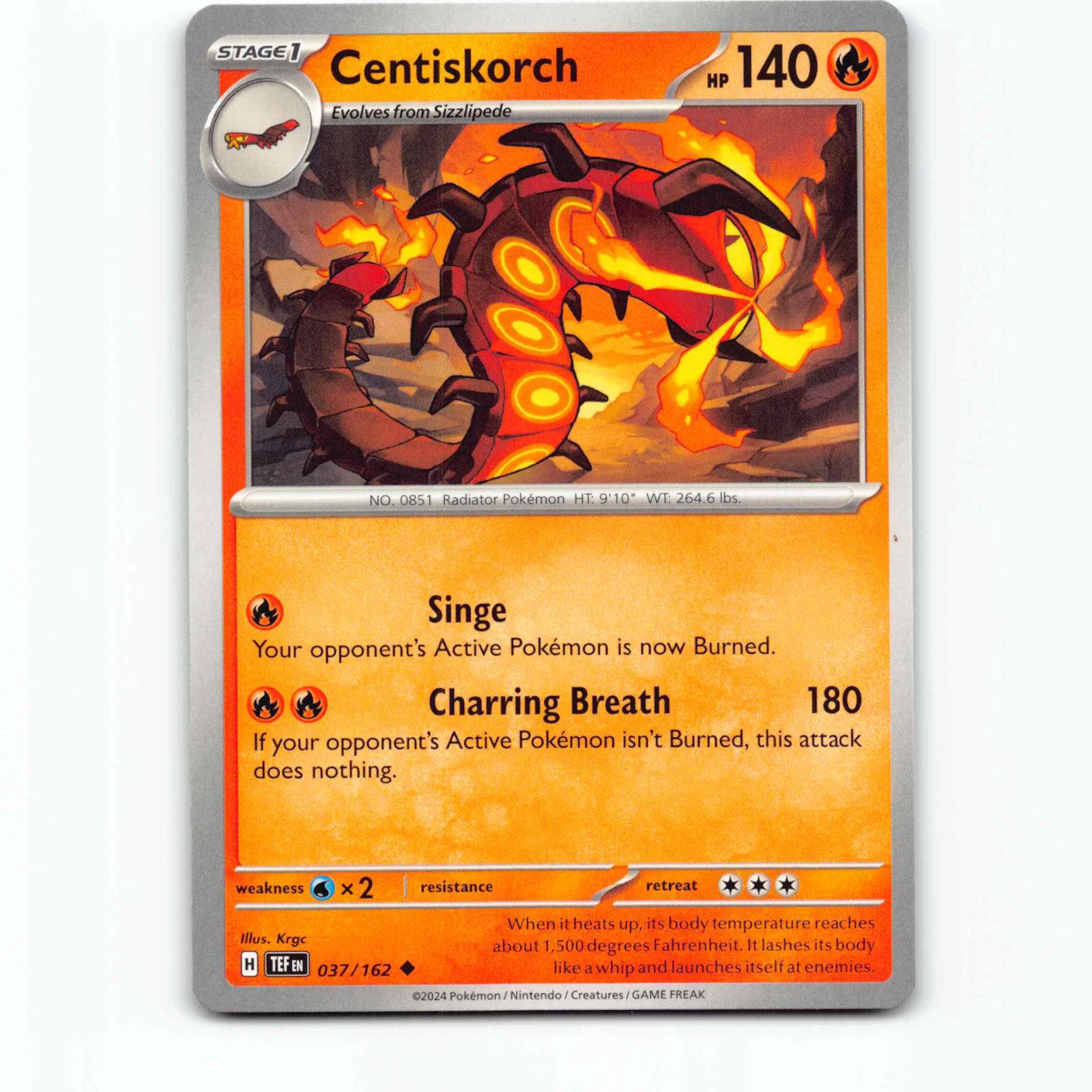 Centiskorch 037/162 Pokémon TEF EN Temporal Forces Pokemon Kort Scarlet & Violet