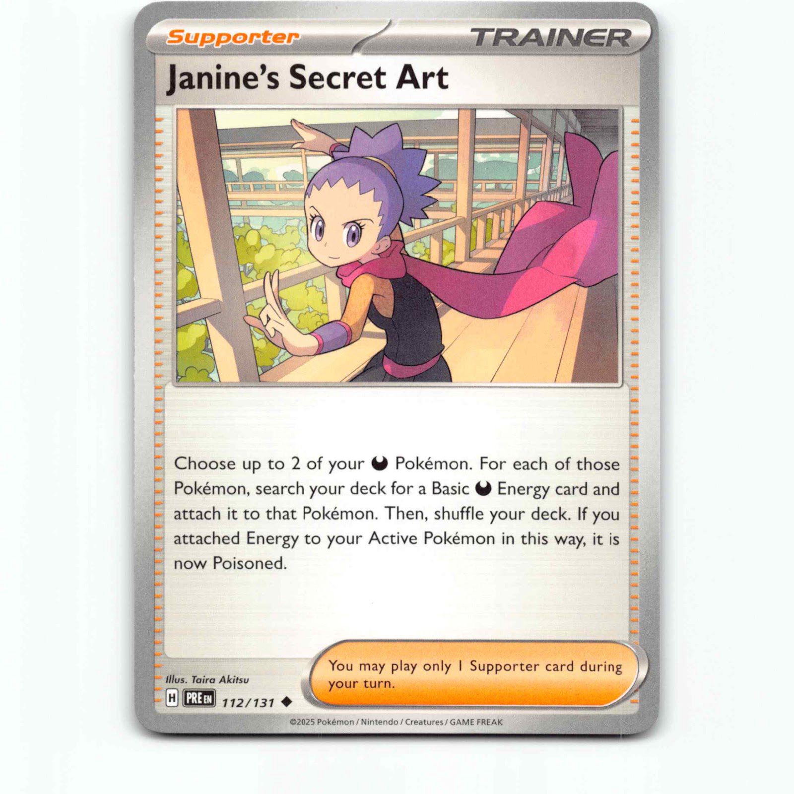 Janine's Secret Art 112/131 Pokémon PRE EN Prismatic Evolutions Pokemon Kort Sca