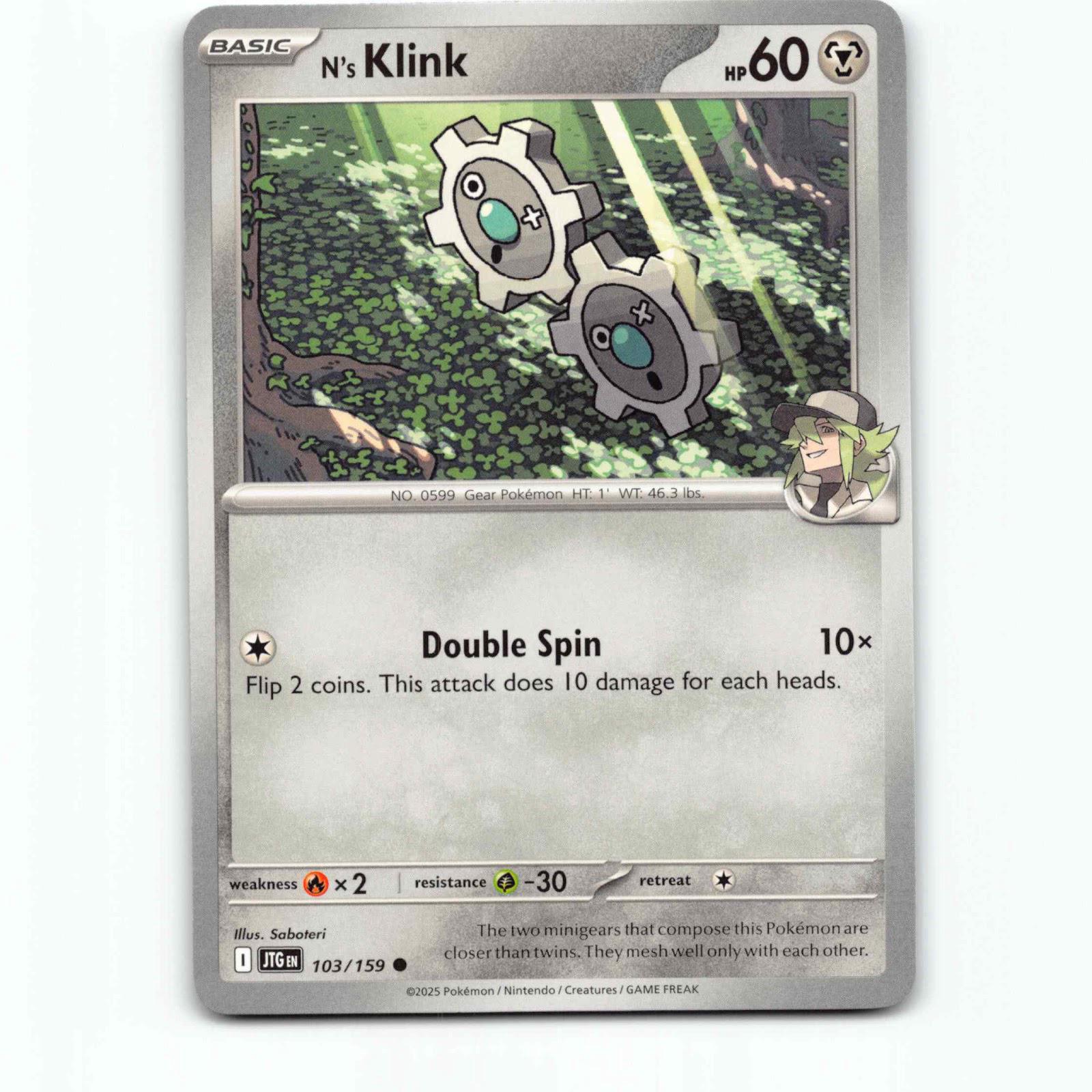 N's Klink 103/159 Pokémon JTG EN Journey Together Pokemon Kort Scarlet & Violet